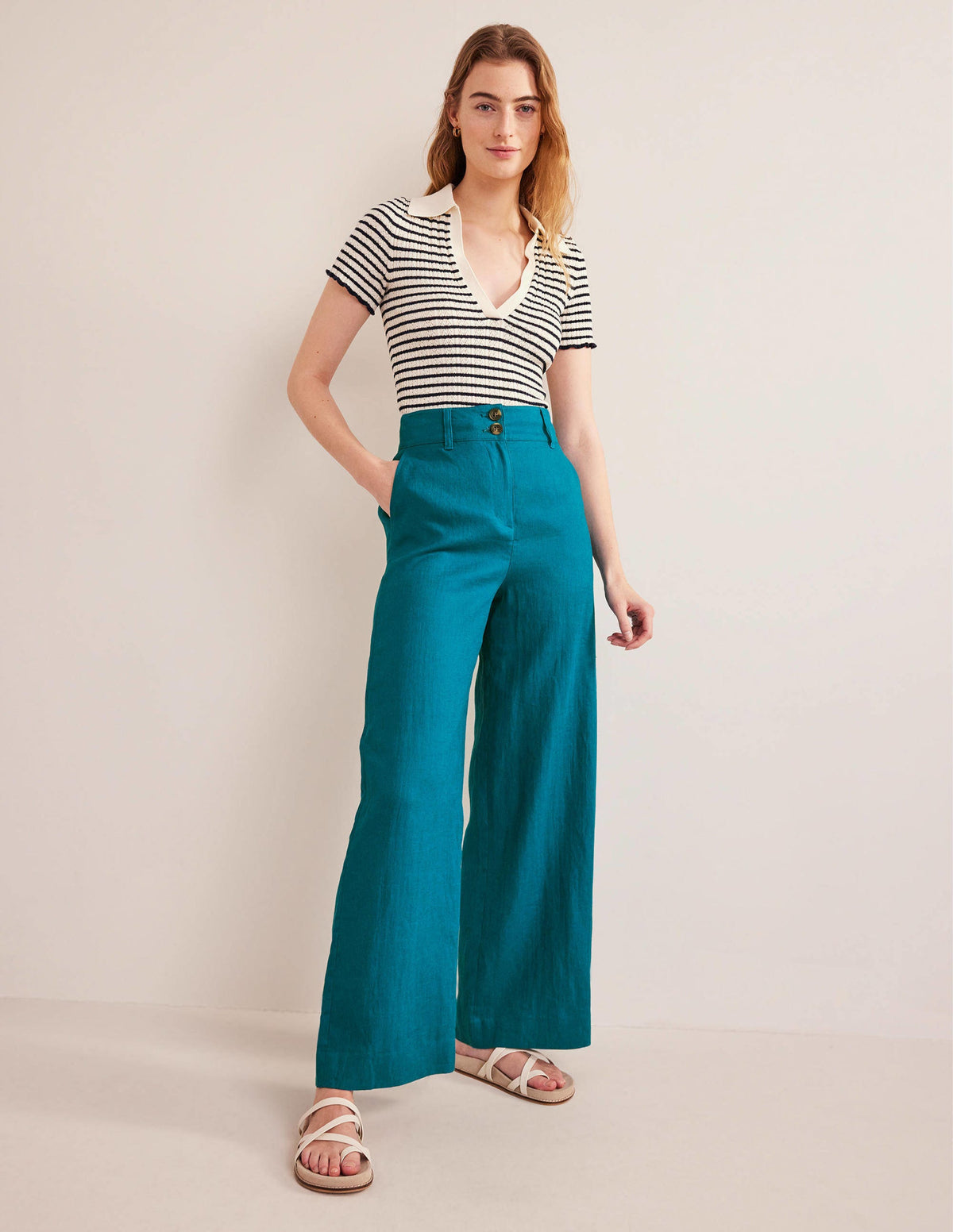 Highbury Linen Trousers-Crystal Teal - Image 1
