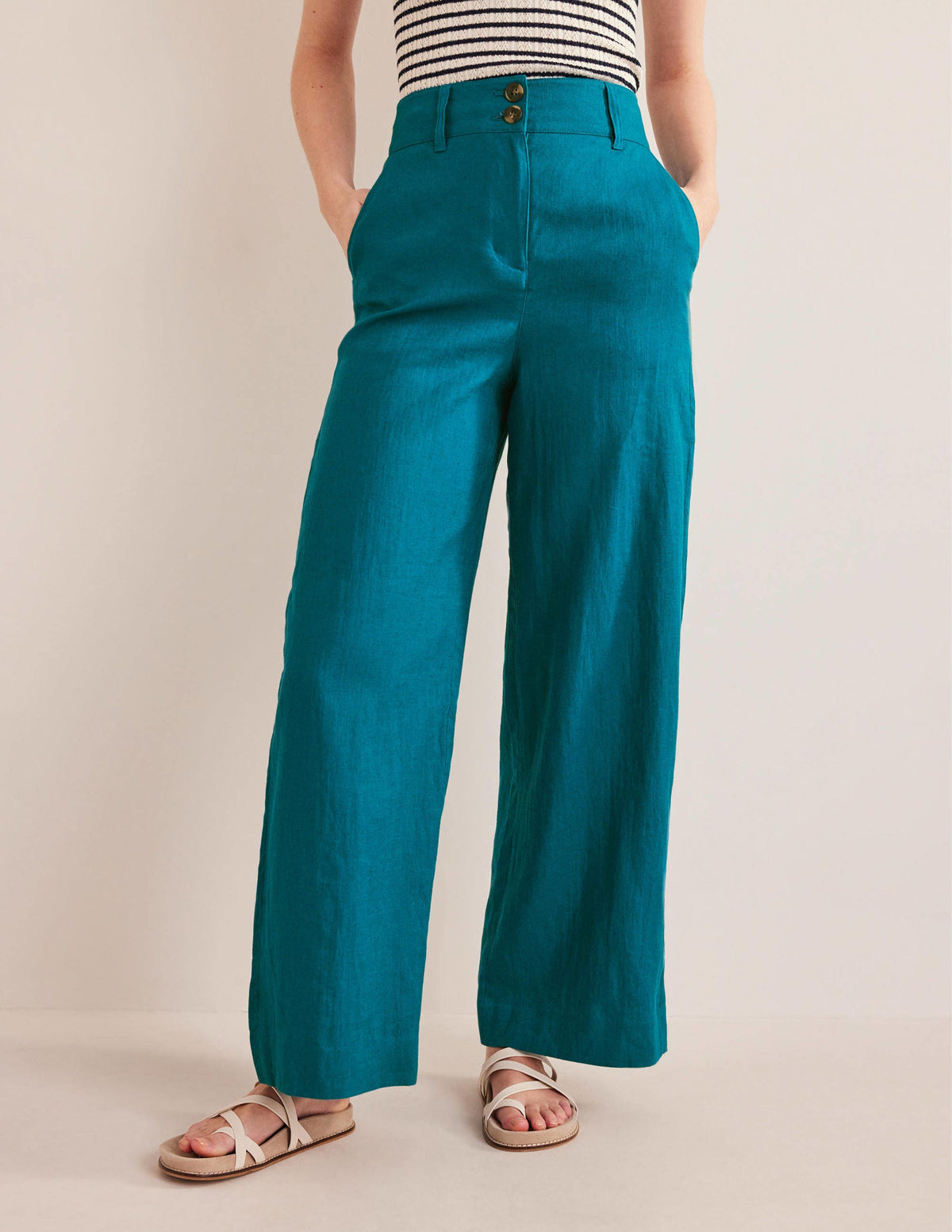 Highbury Linen Trousers-Crystal Teal-4