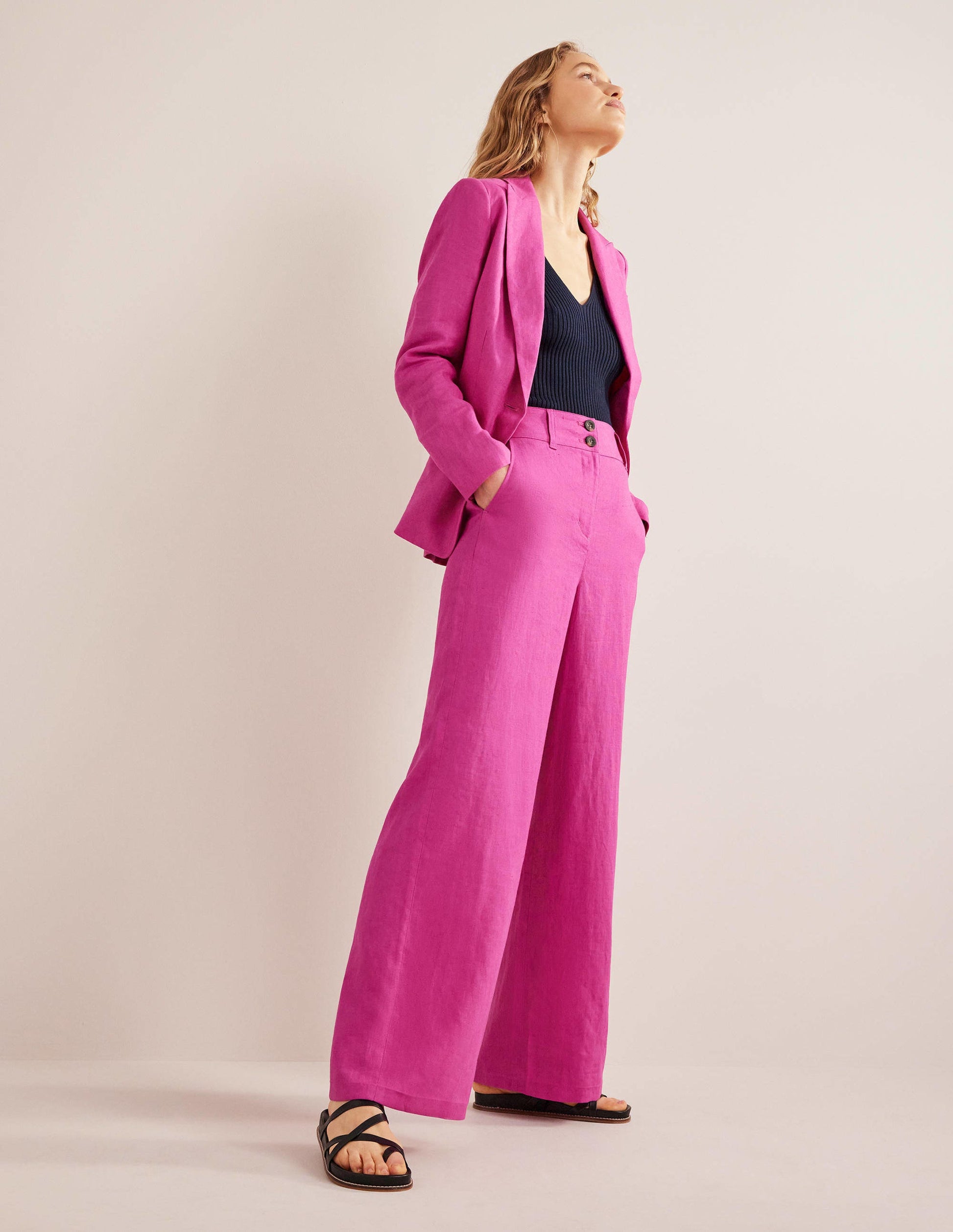 Highbury Linen Trousers-Rose Violet-1