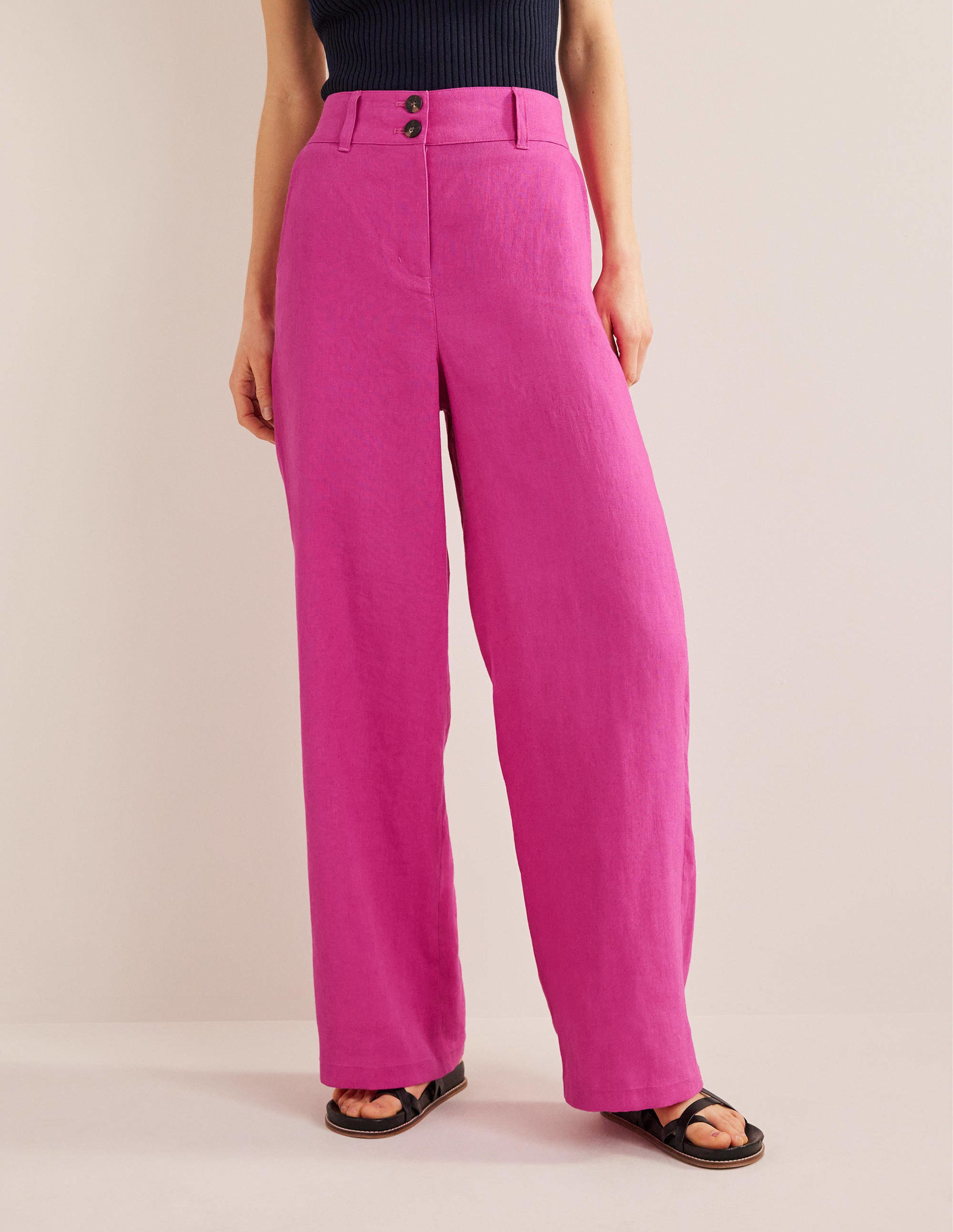 Highbury Linen Trousers-Rose Violet - Image 4