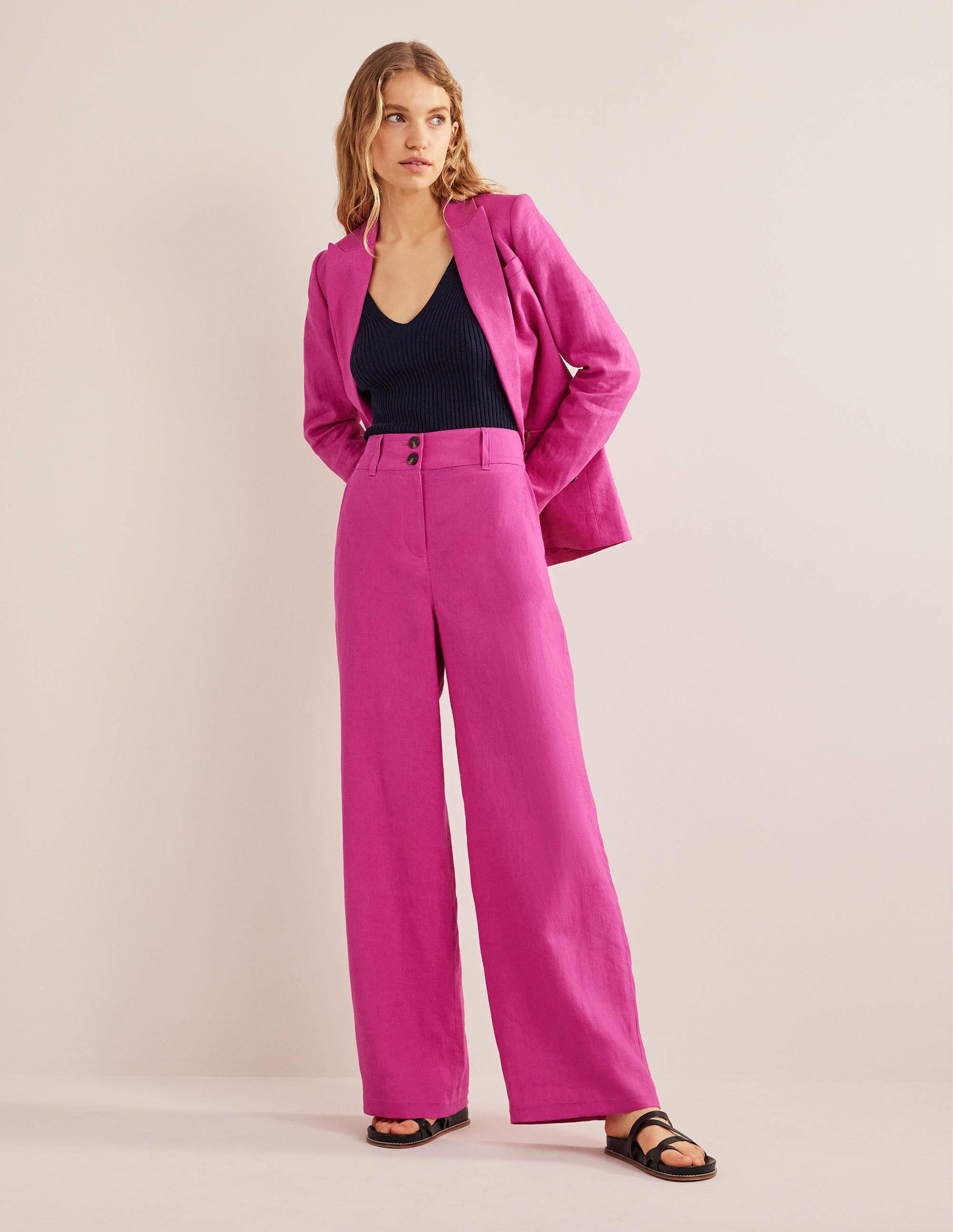 Highbury Linen Trousers-Rose Violet-6