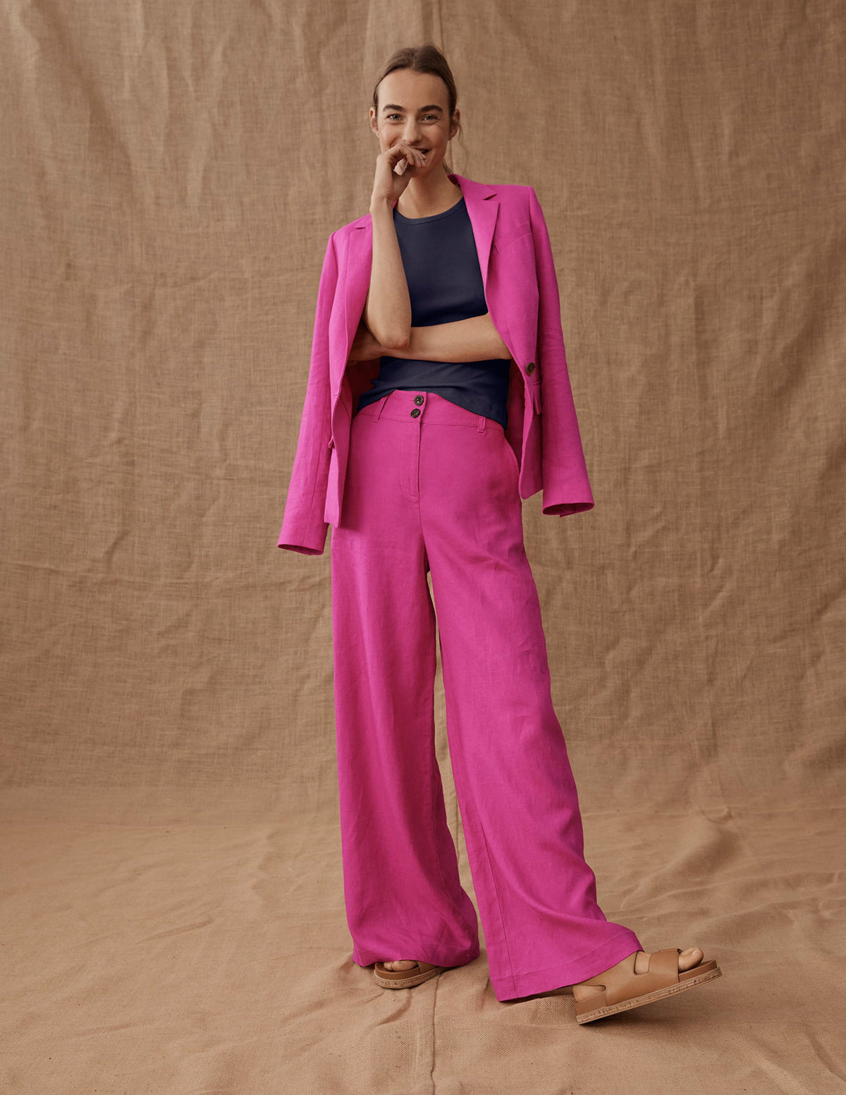 Highbury Linen Trousers-Rose Violet - Image 7