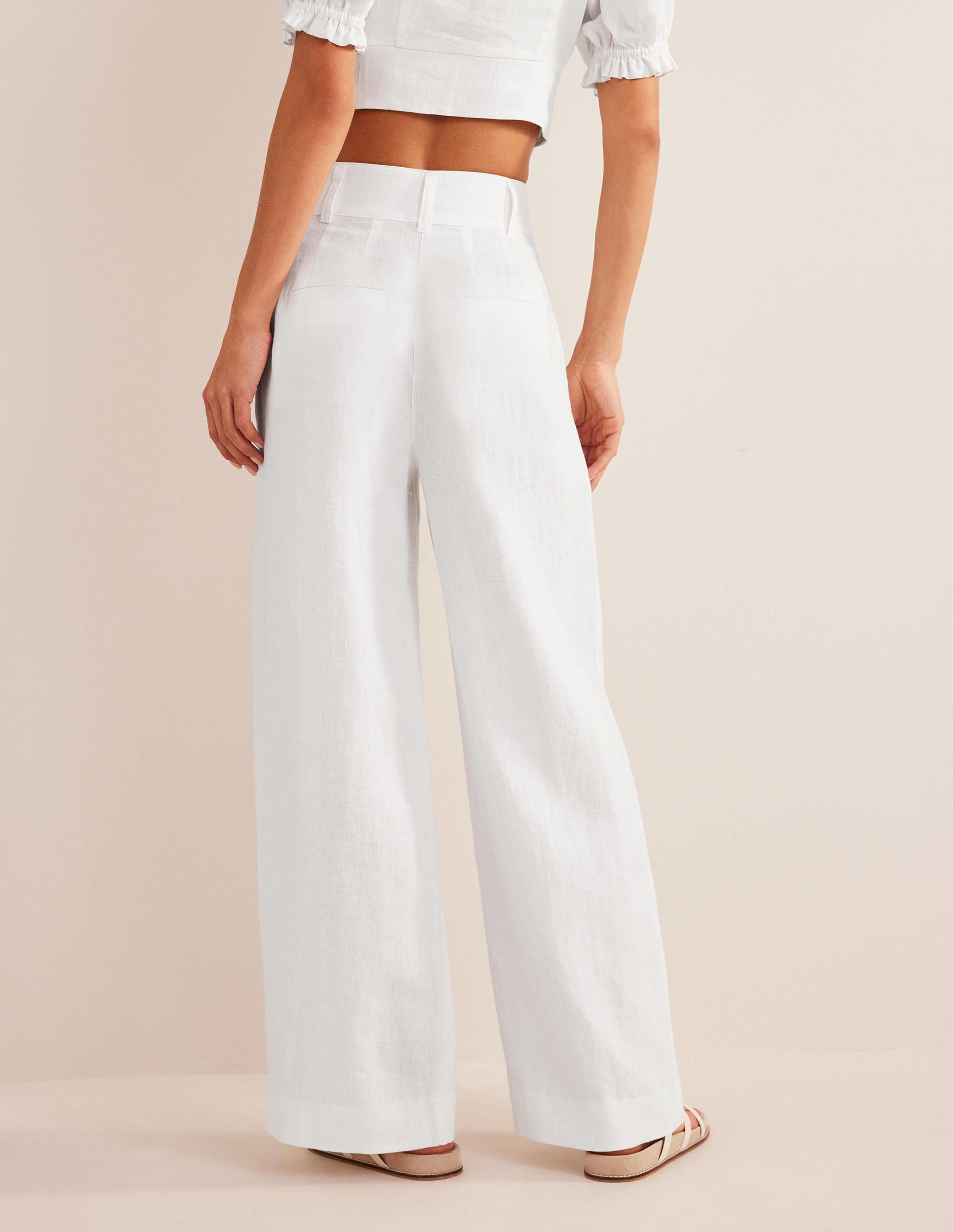 Highbury Linen Trousers-White - Image 3