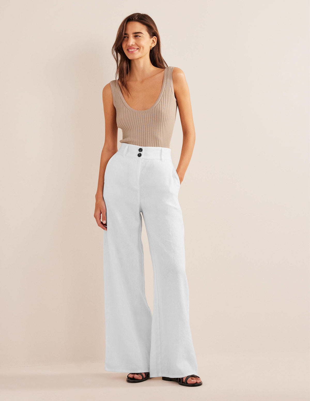 Highbury Linen Trousers-White-6