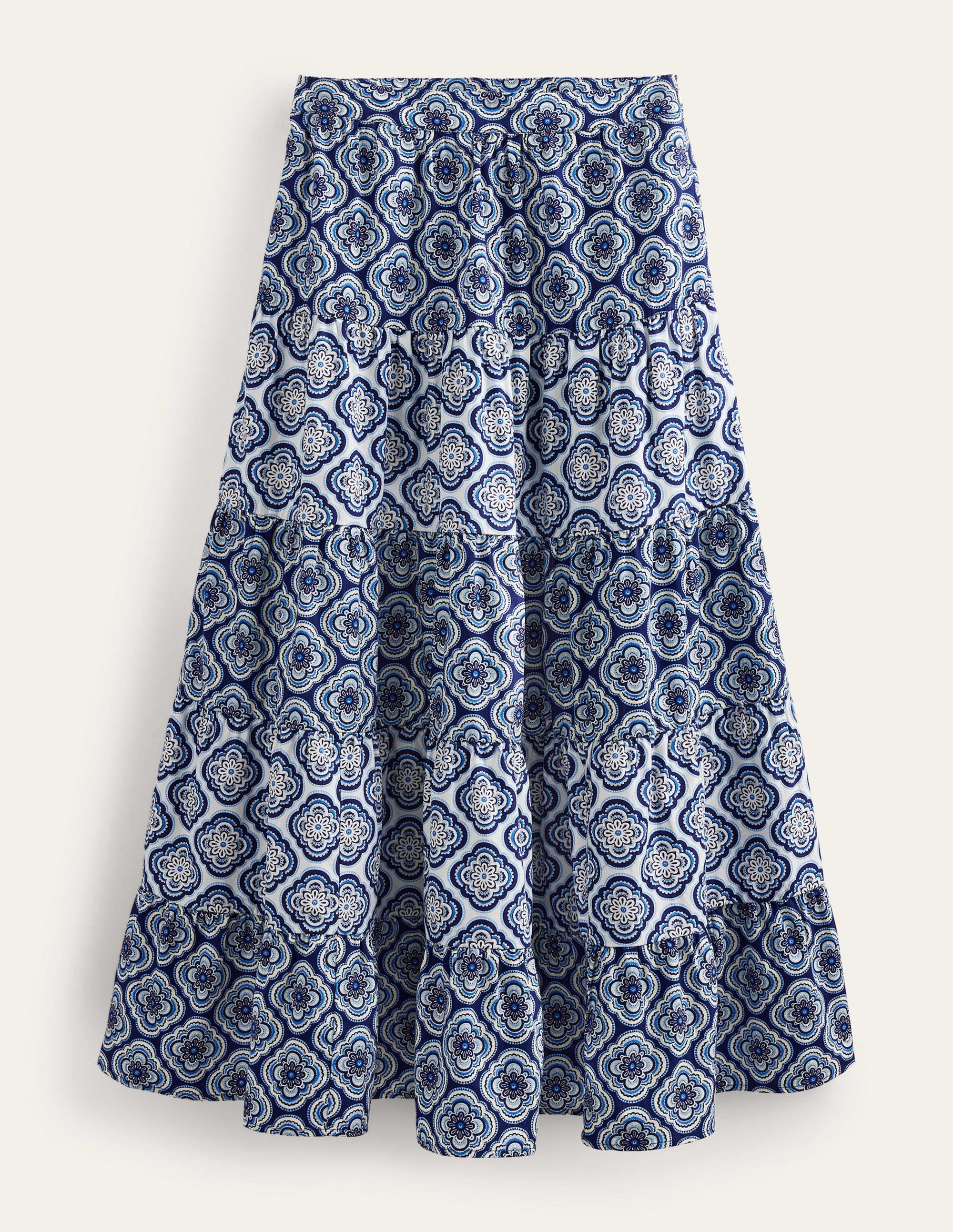 Tiered Poplin Midi Skirt-Heavenly Blue, Botanic Blush - Image 5