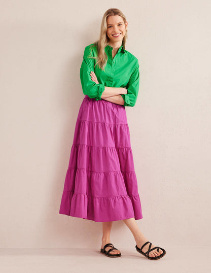 Tiered Poplin Midi Skirt-Rose Violet-1