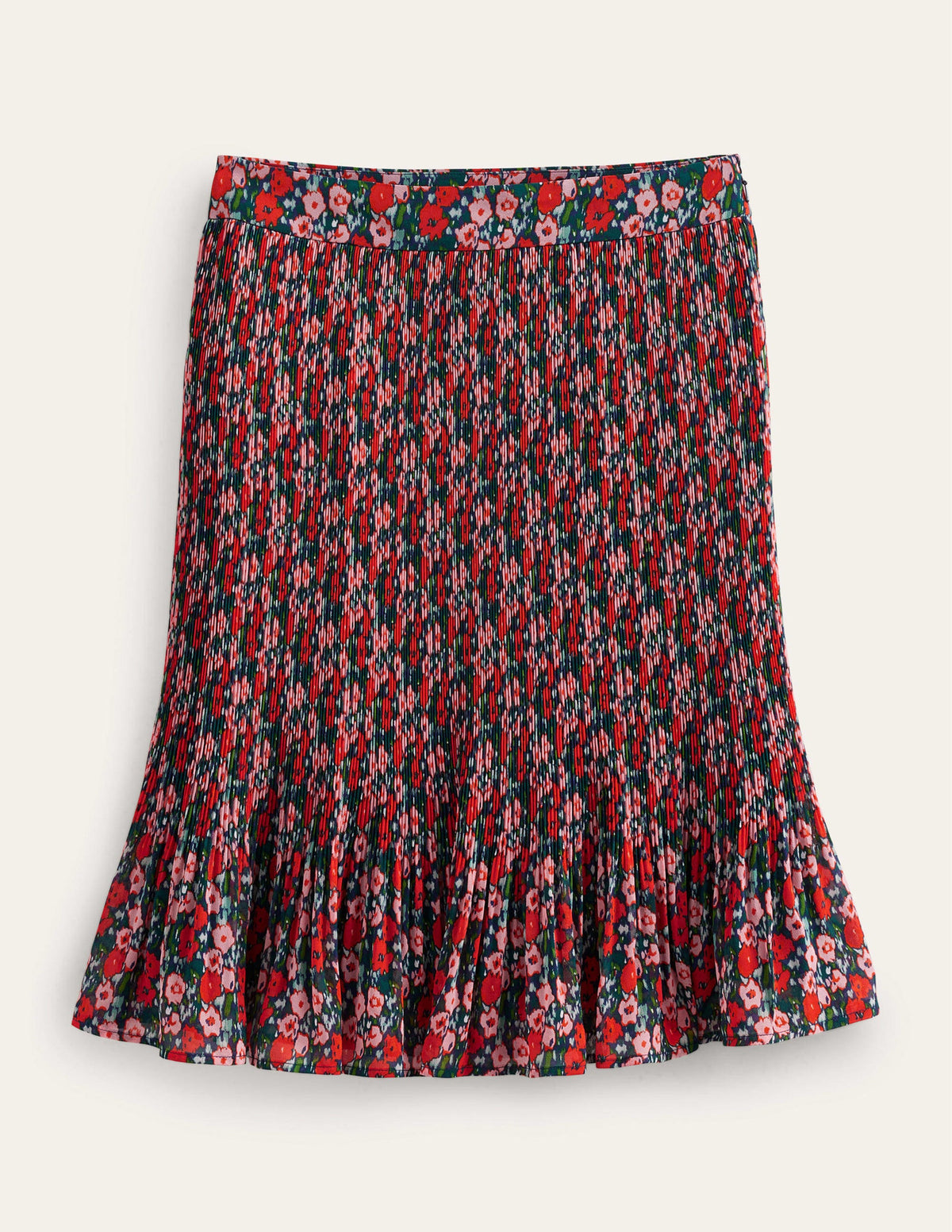 Knee Length Plisse Skirt-Multi, Abstract Poppy Small-5
