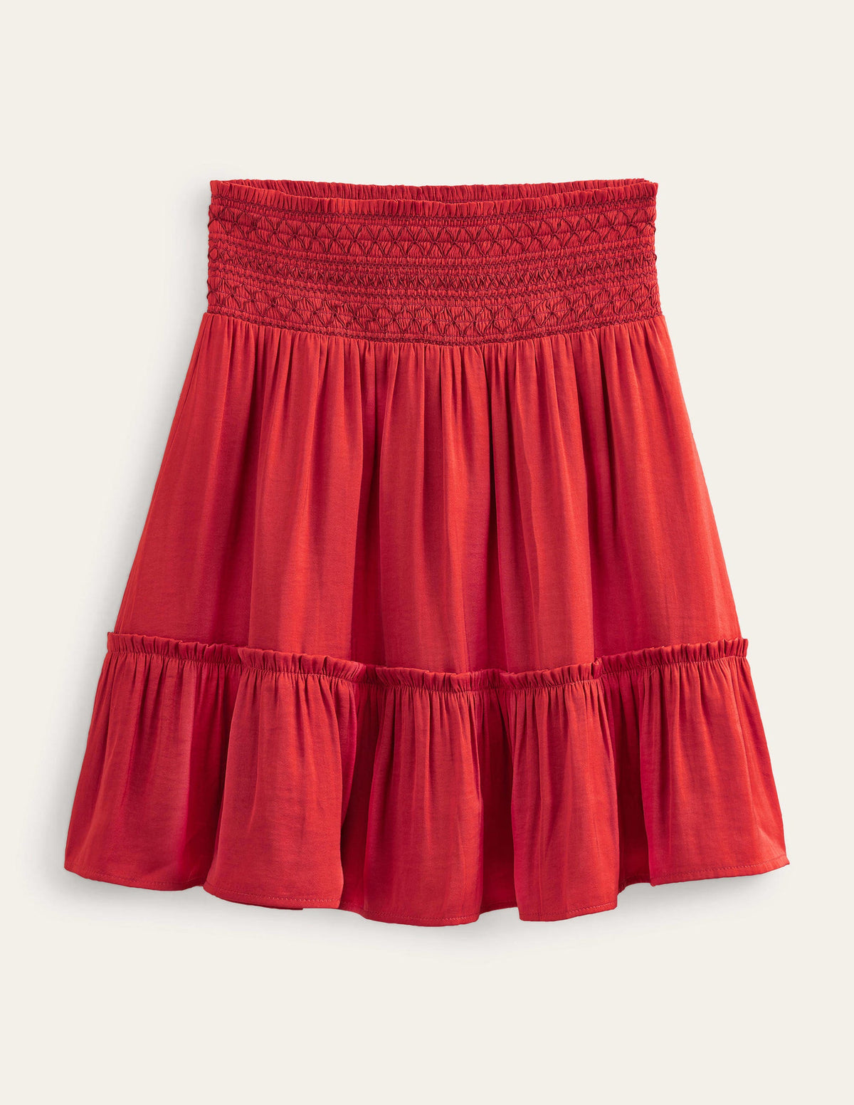 Shirred Waist Mini Skirt-Tomato-5