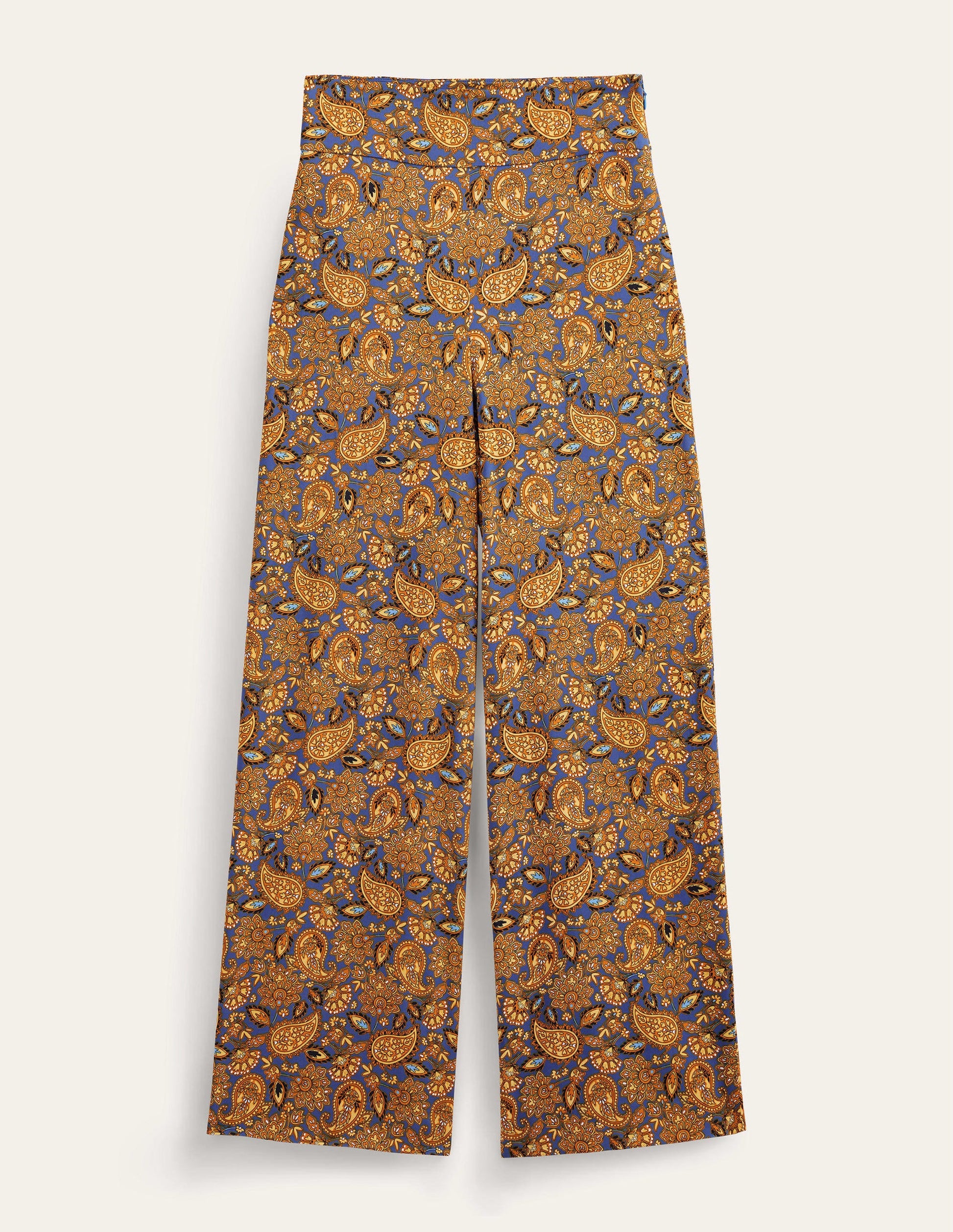 Fluid Wide Trousers-Harvest Gold, Paisley Terrace-6