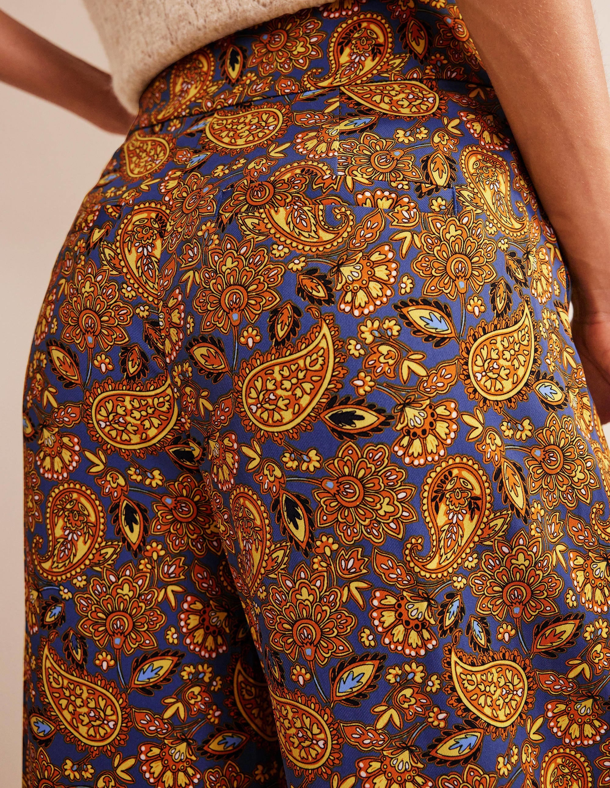 Fluid Wide Trousers-Harvest Gold, Paisley Terrace - Image 2