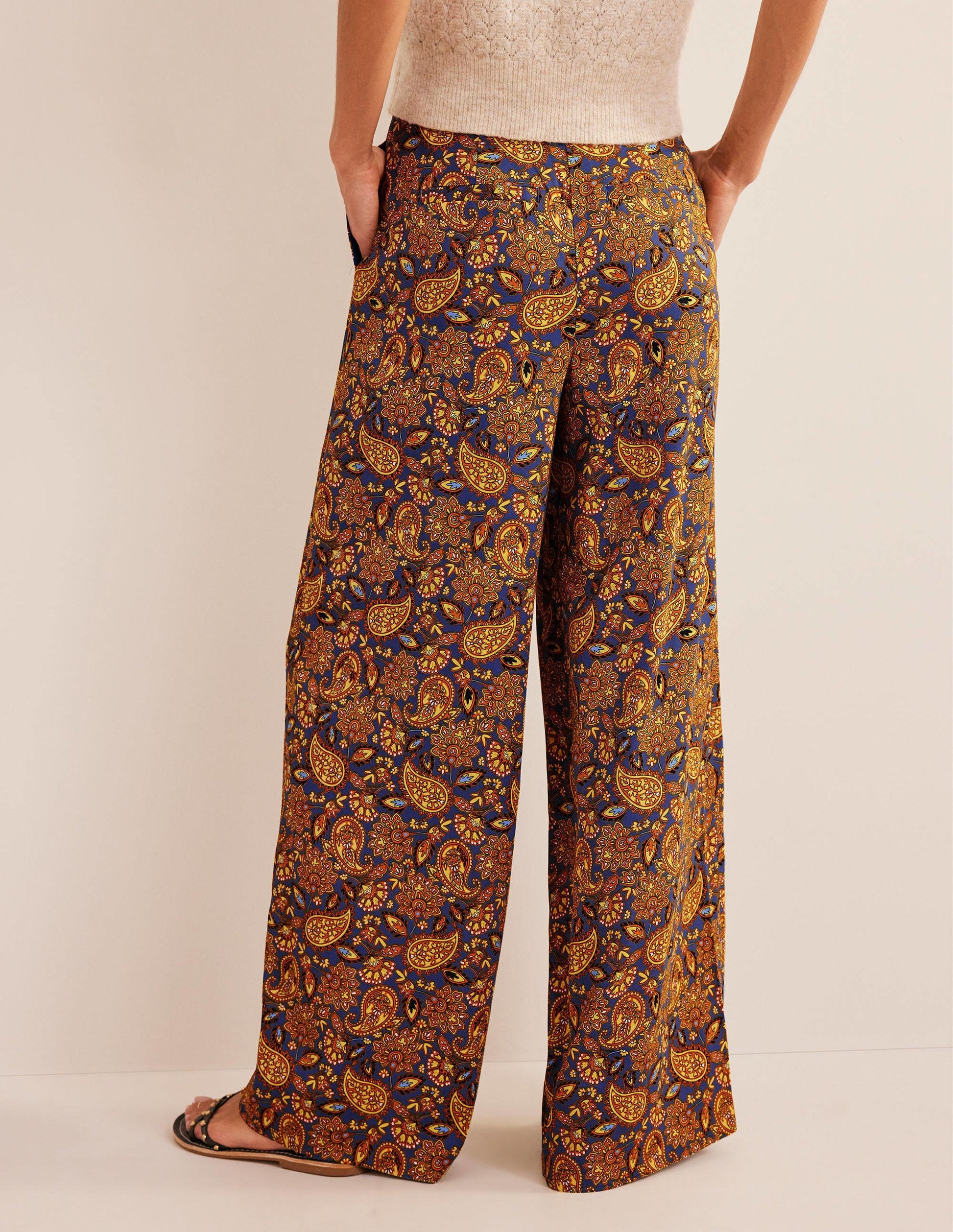 Fluid Wide Trousers-Harvest Gold, Paisley Terrace-3