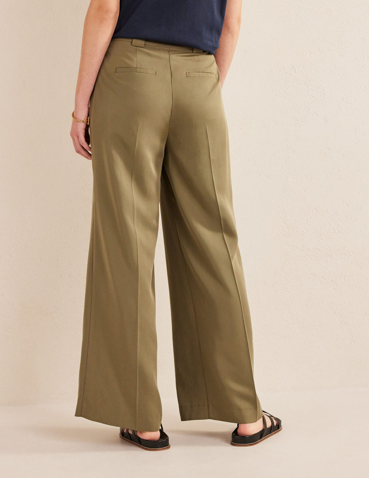 Islington Wide Leg Trousers-Washed Khaki - Image 3