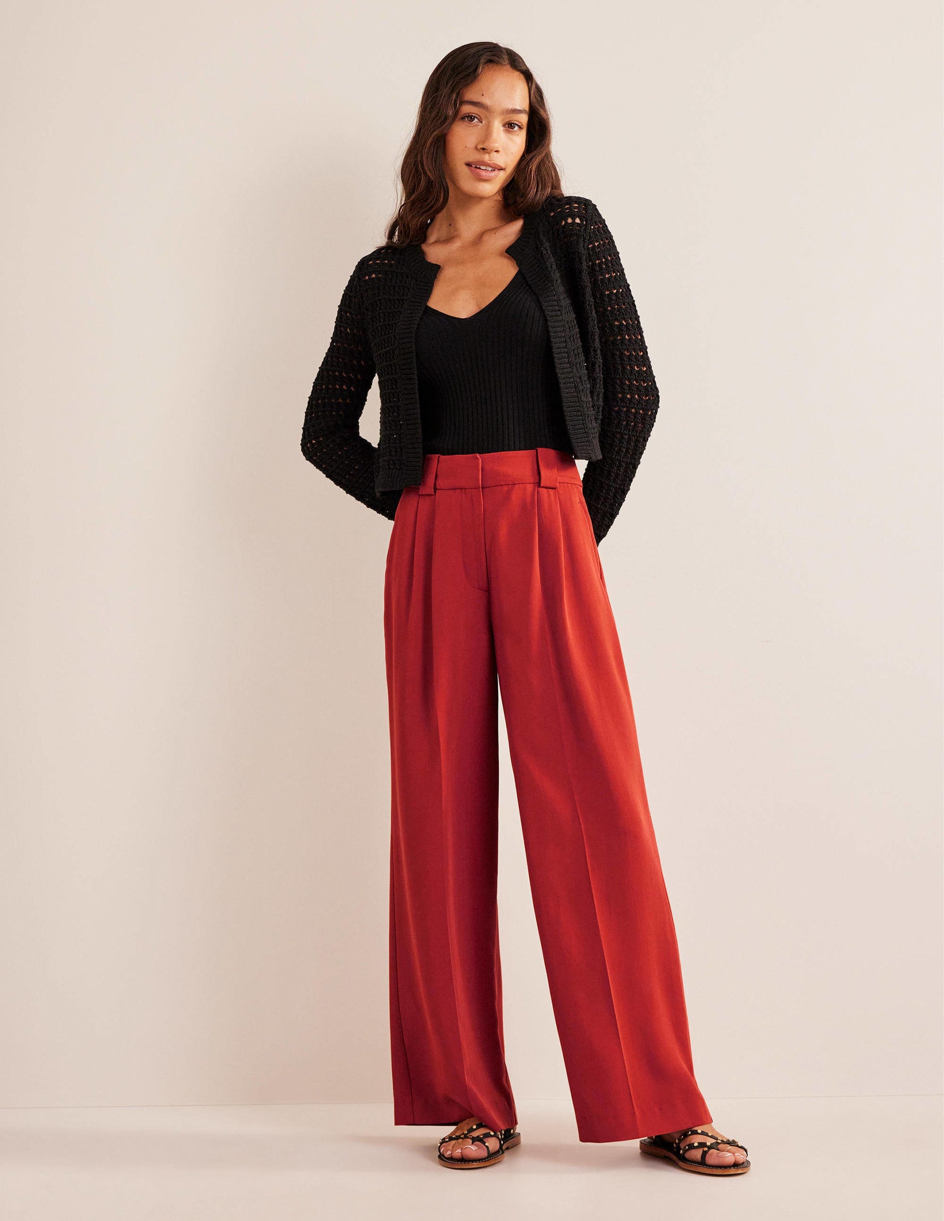 Islington Wide Leg Trousers-Tomato-1