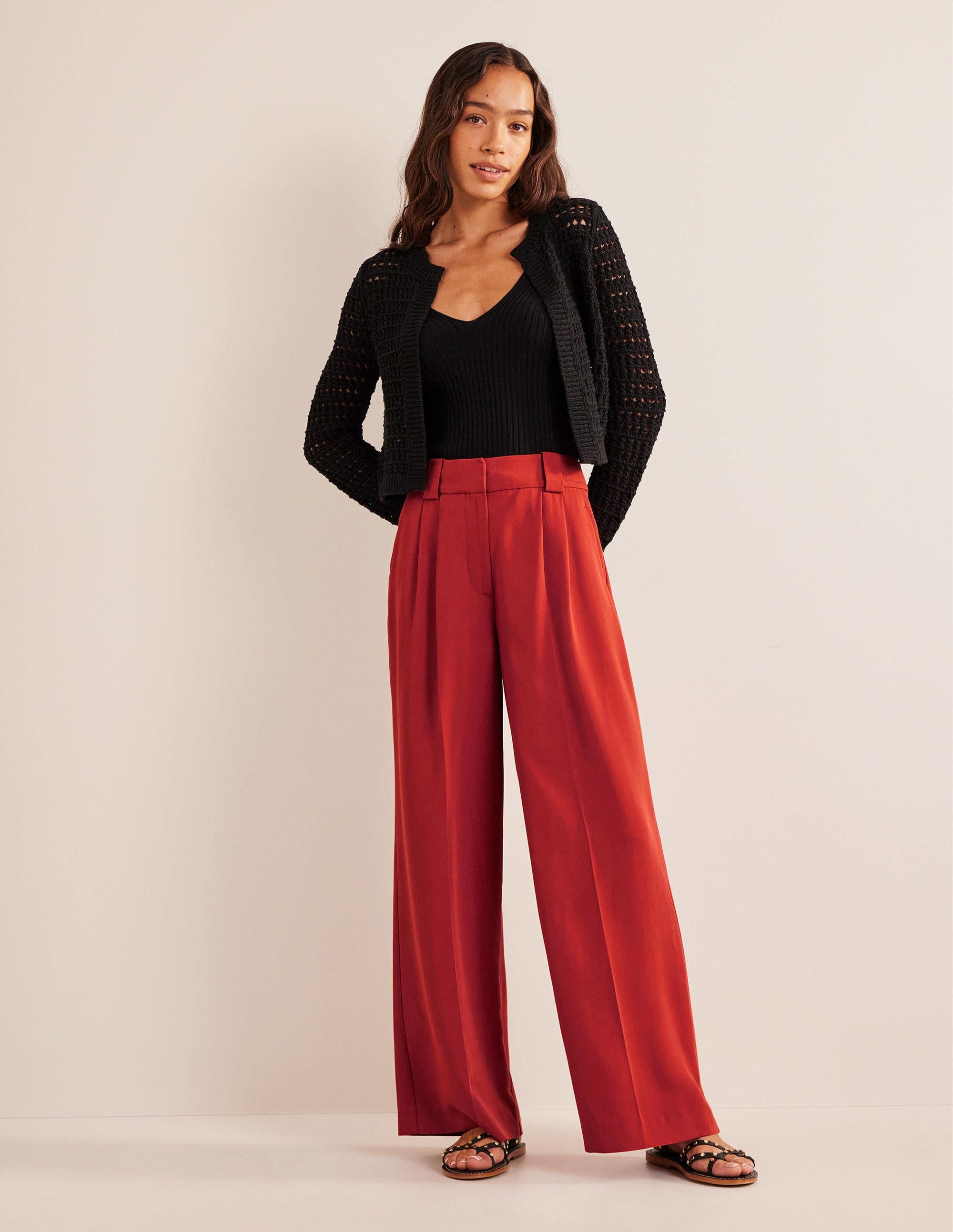 Islington Wide Leg Trousers-Tomato - Image 1