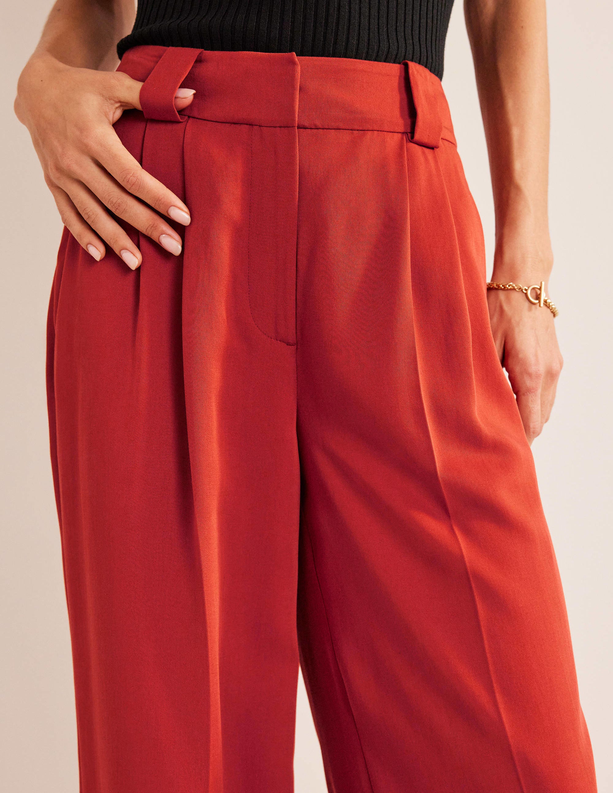 Islington Wide Leg Trousers-Tomato - Image 2