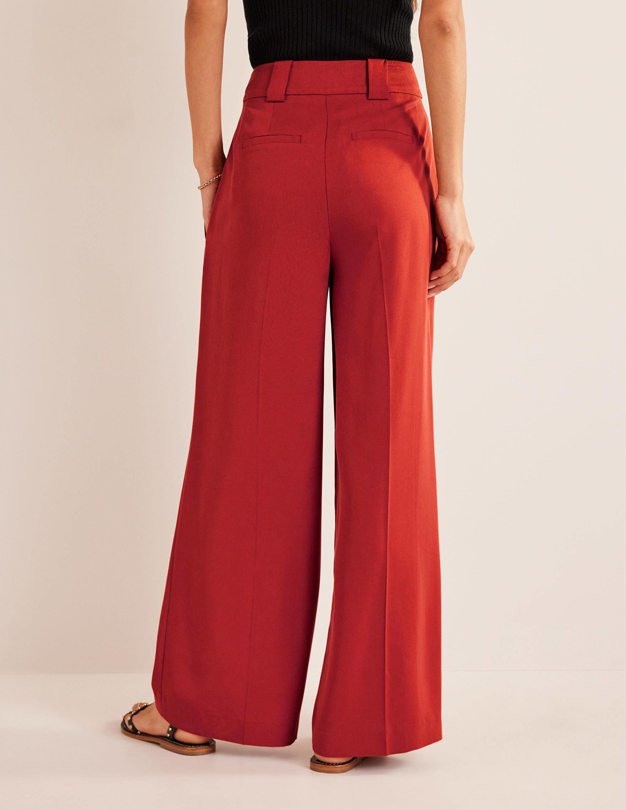 Islington Wide Leg Trousers-Tomato - Image 3
