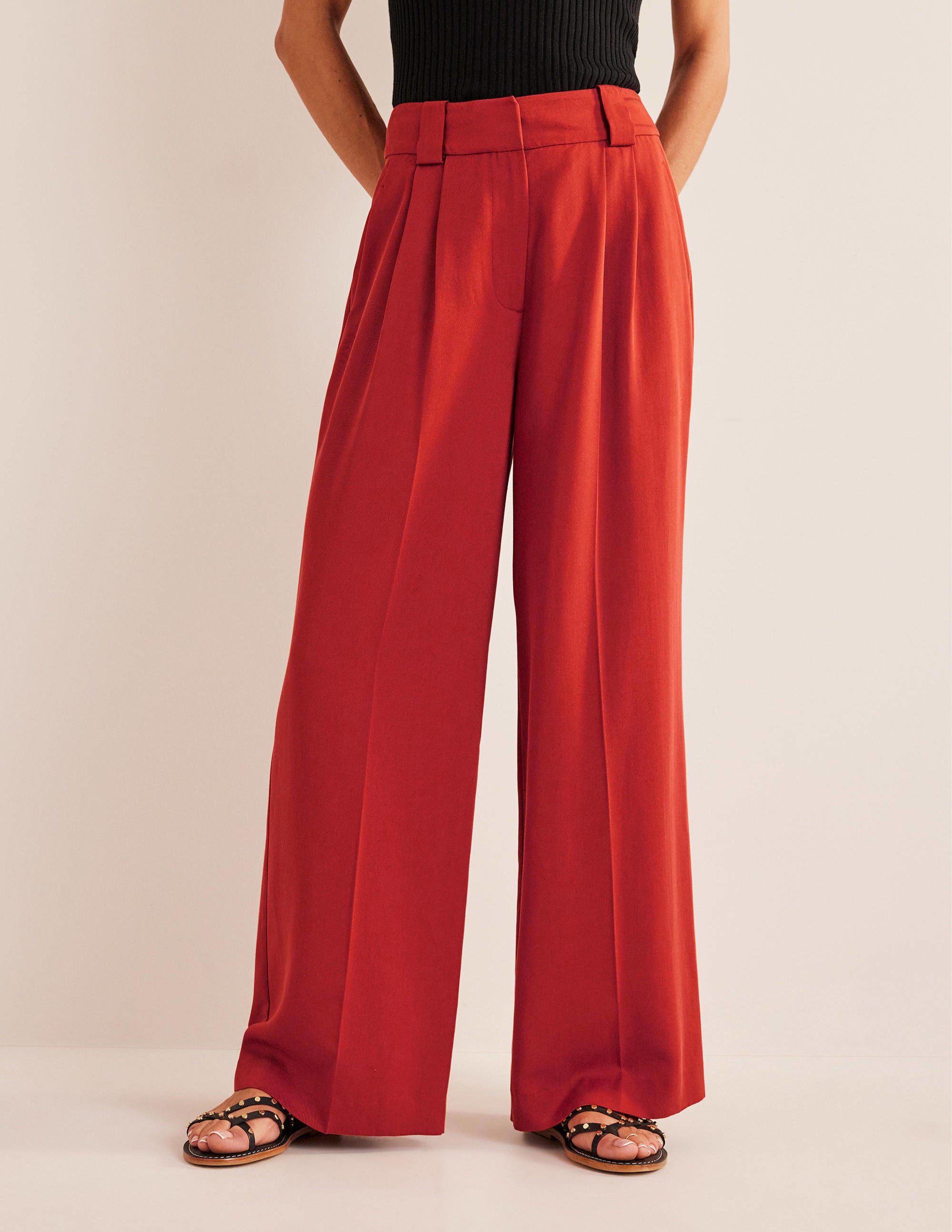 Islington Wide Leg Trousers-Tomato - Image 4