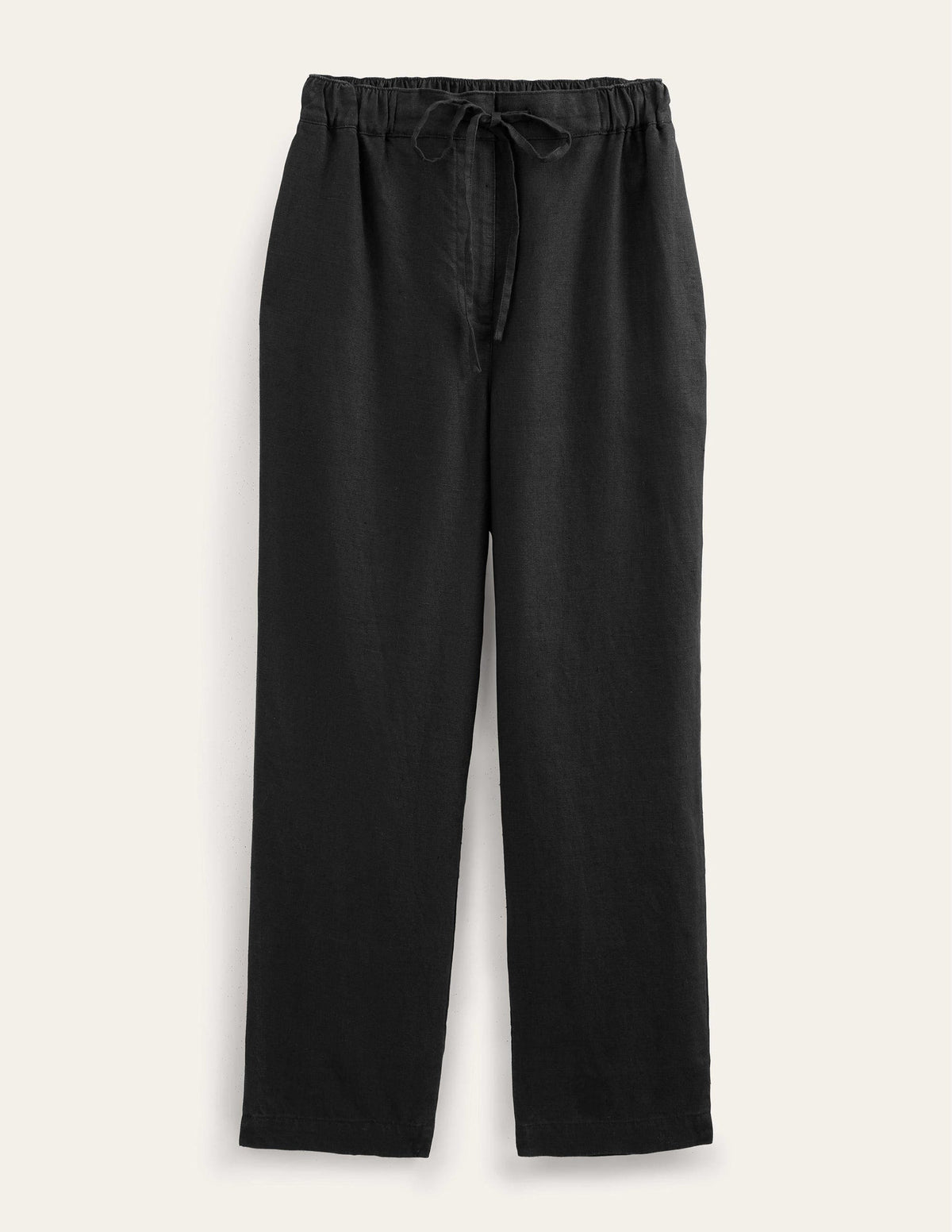 Relaxed Linen Pull On Trousers-Black - Image 5