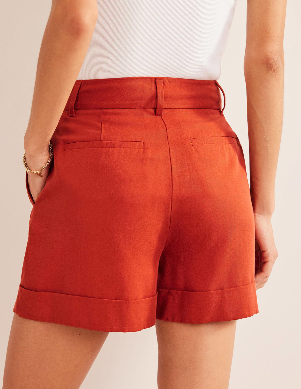 Relaxed Turn Up Shorts-Tomato - Image 3