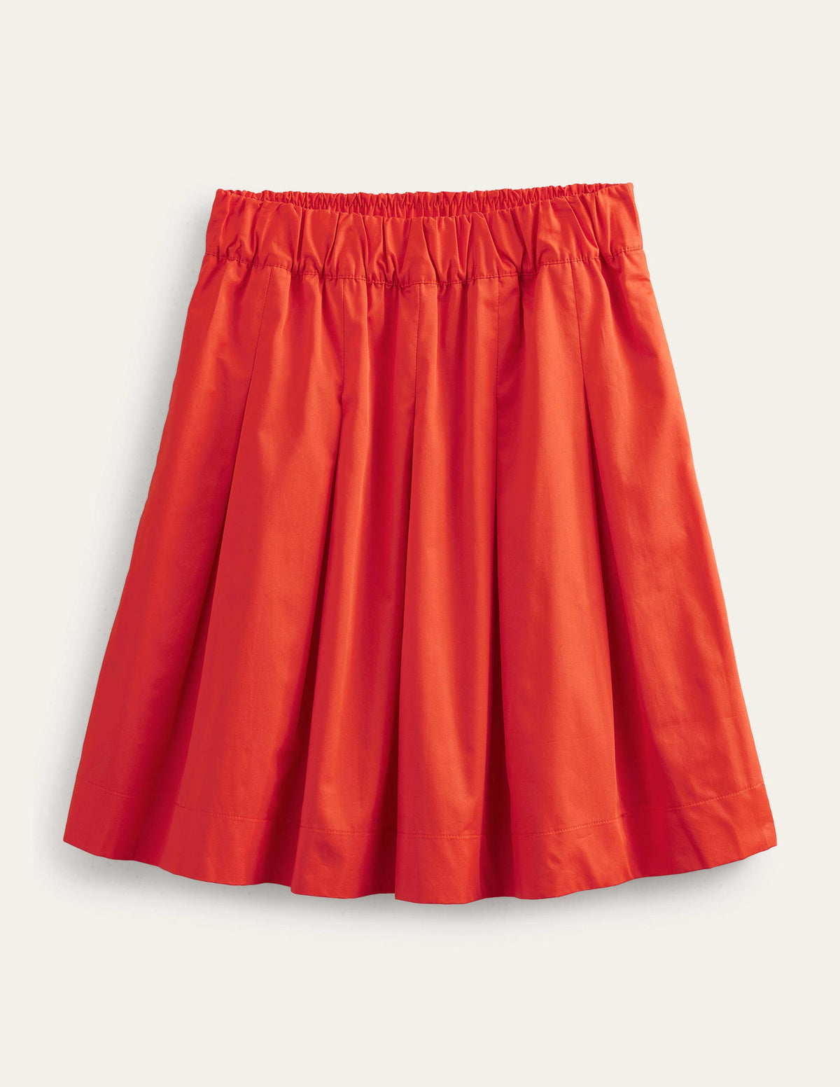 Pleated Cotton Skirt-Vermillion Red-6