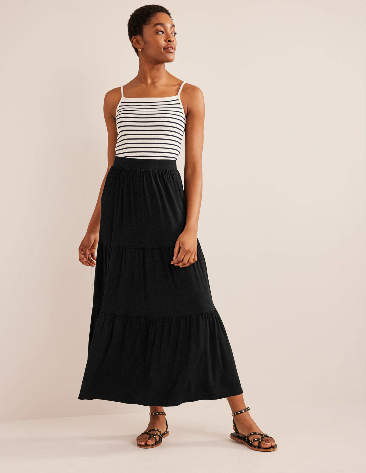 Jersey Maxi Skirt-Black - Image 1