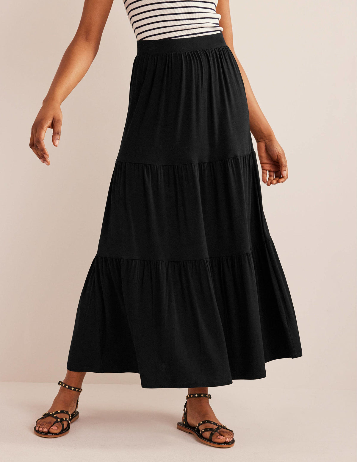 Jersey Maxi Skirt-Black-4