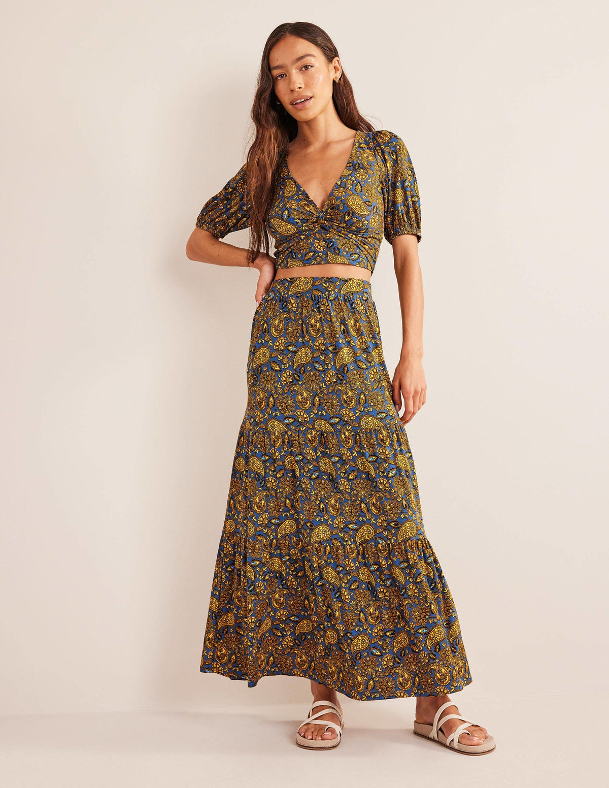 Jersey Maxi Skirt-Harvest Gold, Paisley Terrace-1