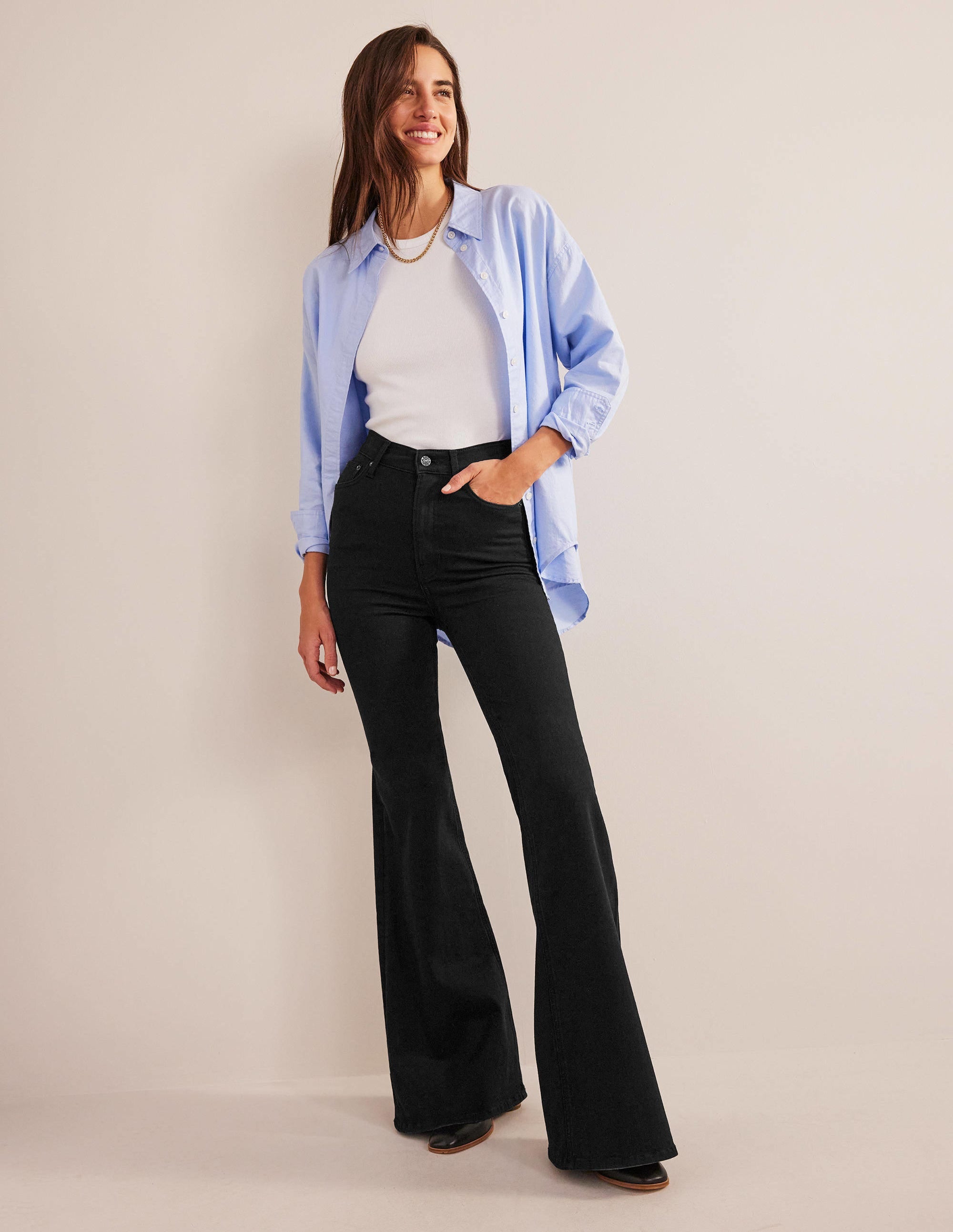 High Rise Super Flare Jeans-Black - Image 6