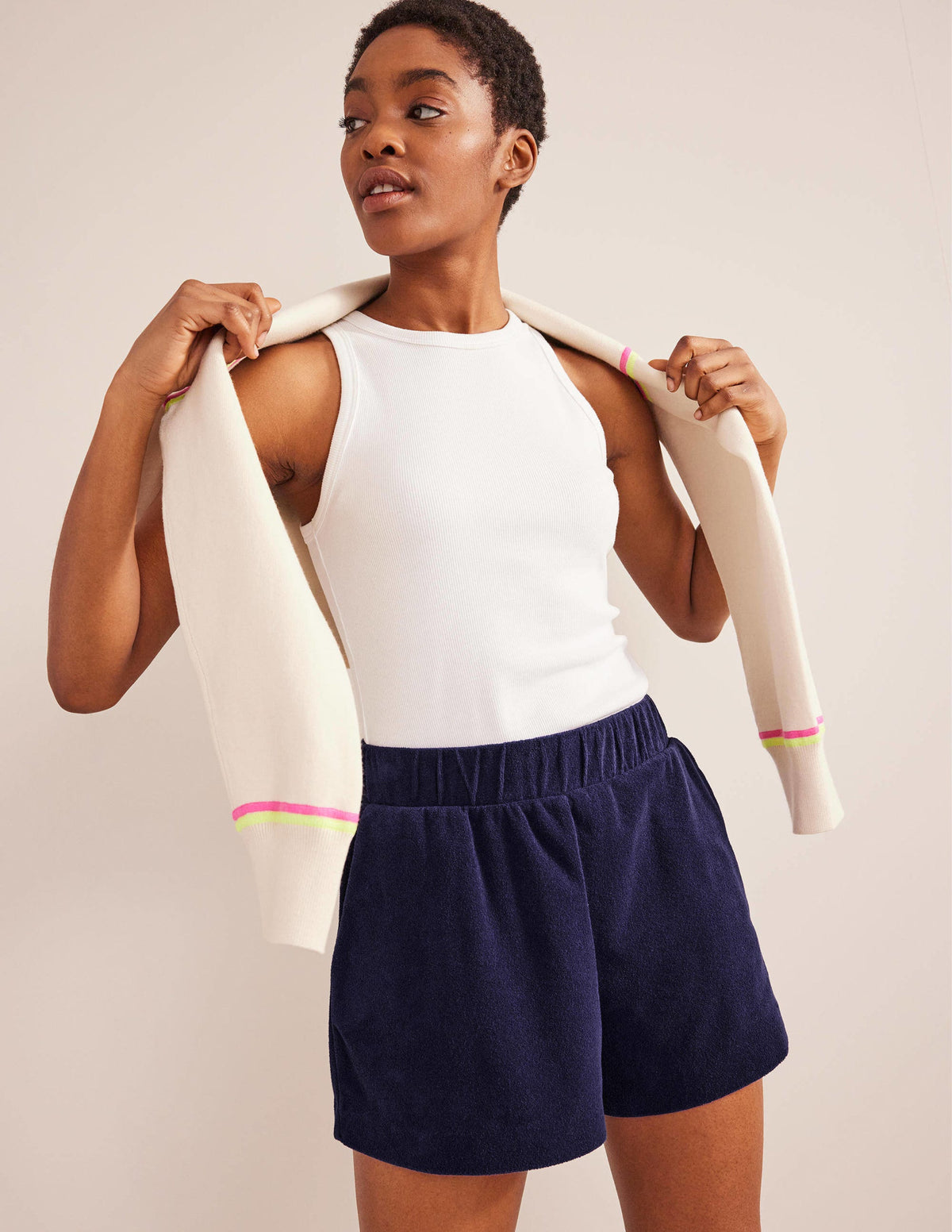 Towelling Shorts-Prussian Blue - Image 1