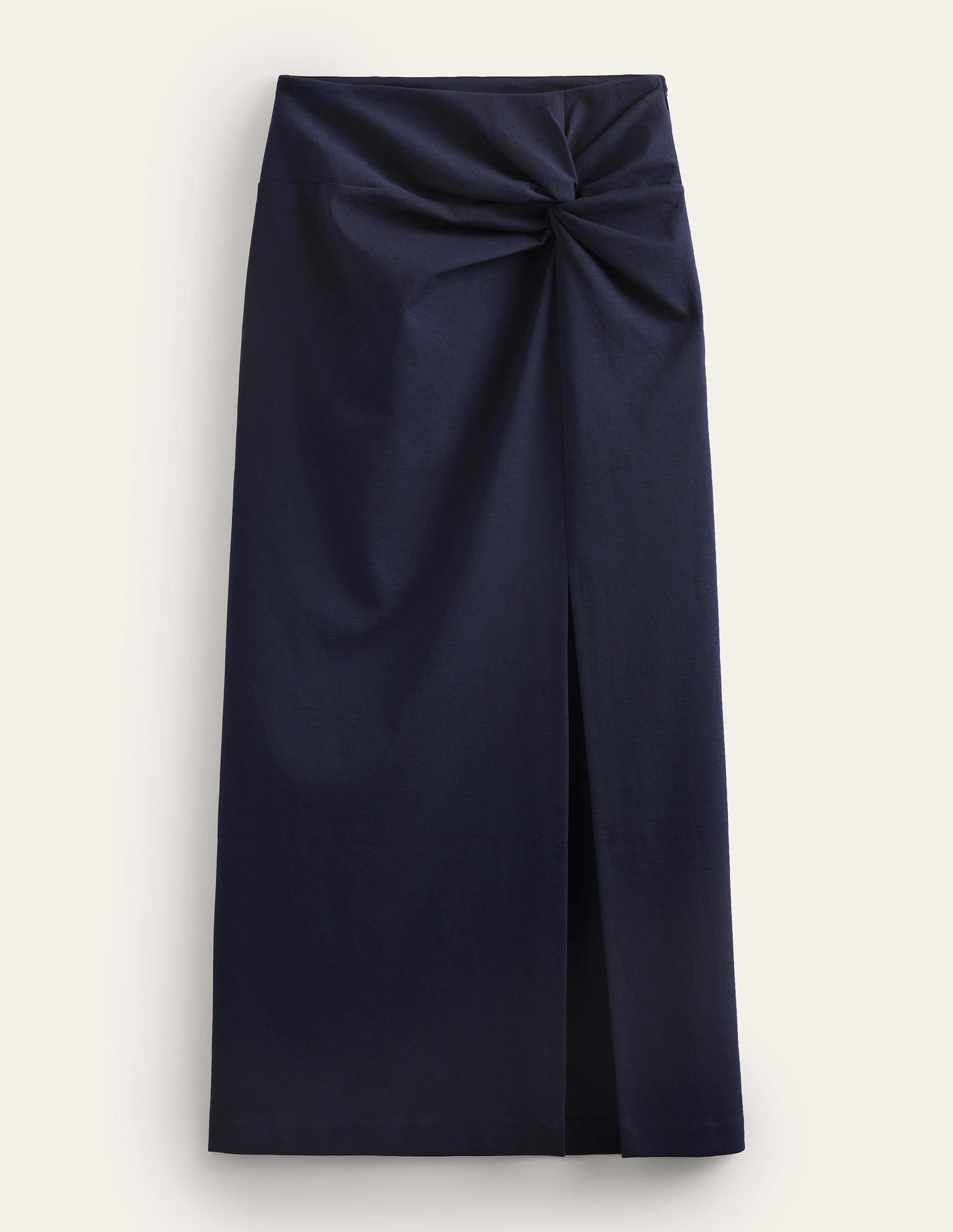 Knot Detail Jersey Midi Skirt-Navy - Image 6