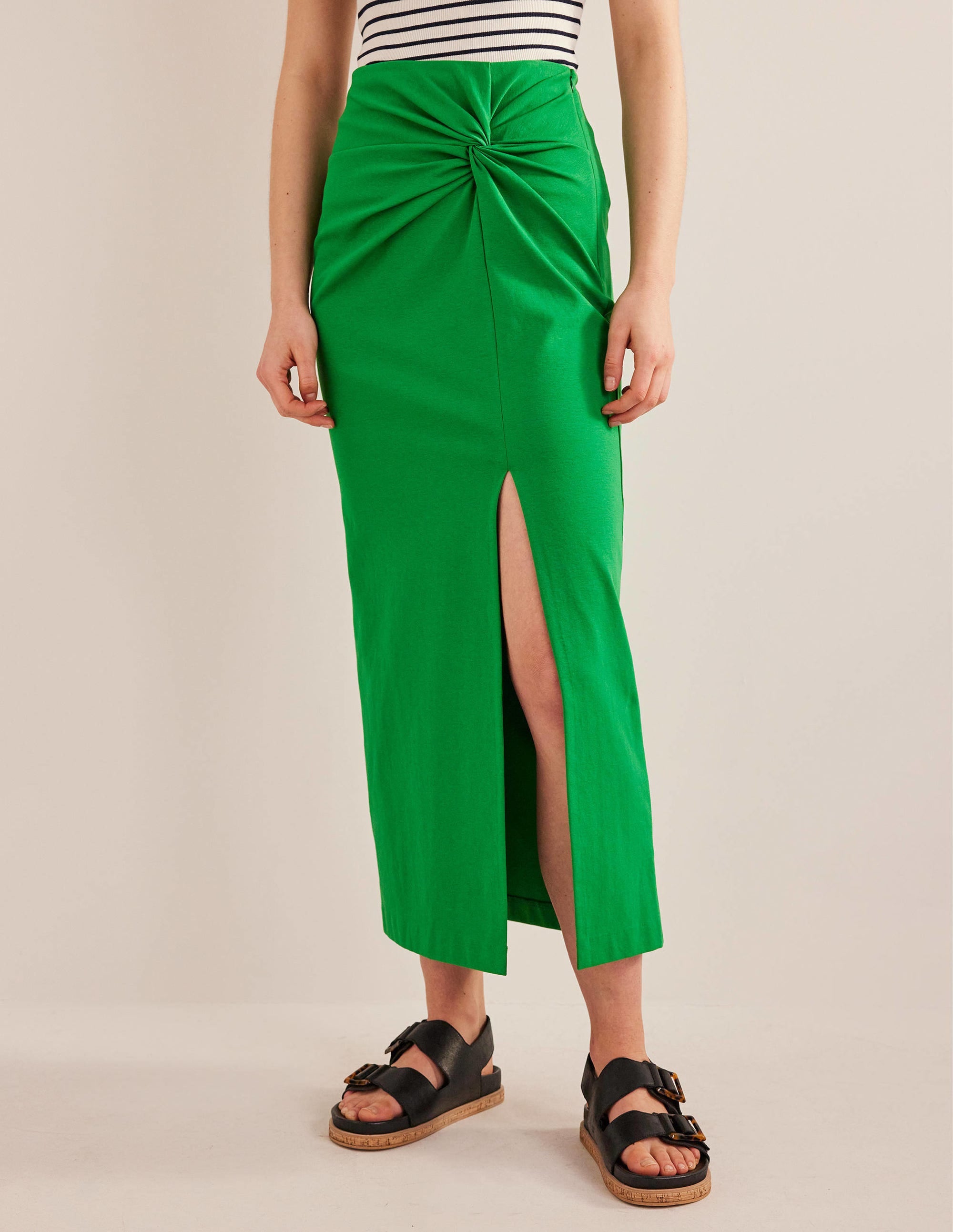 Knot Detail Jersey Midi Skirt-Rolling Hills - Image 4