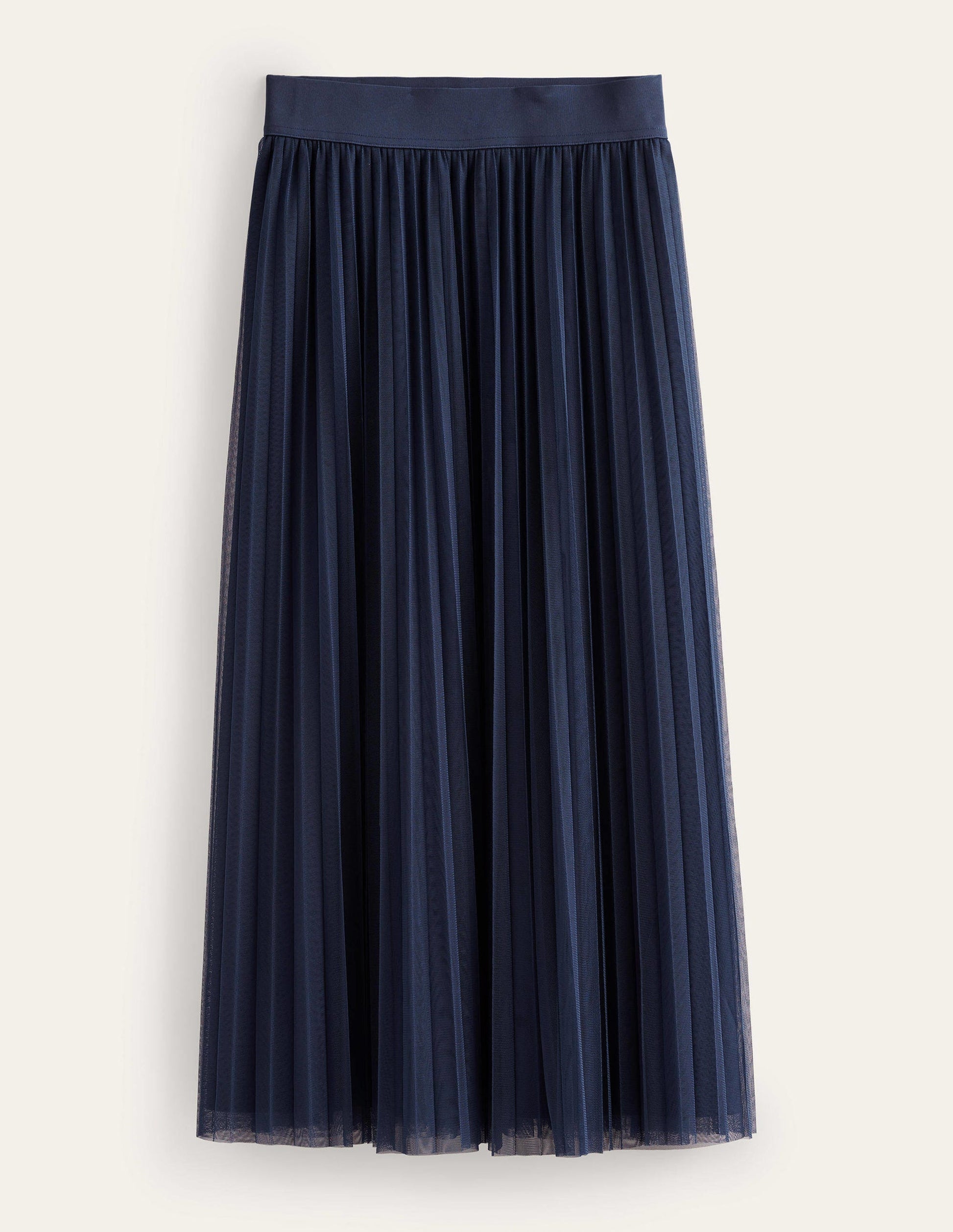 Pleated Tulle Skirt-Navy-6