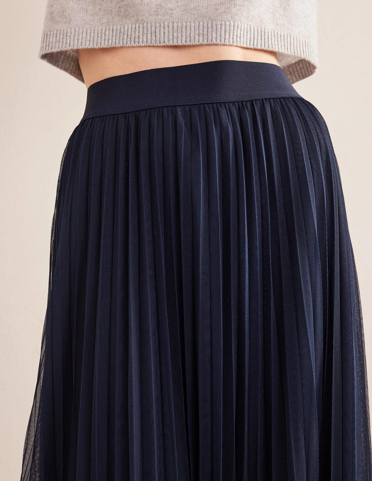 Pleated Tulle Skirt-Navy - Image 4