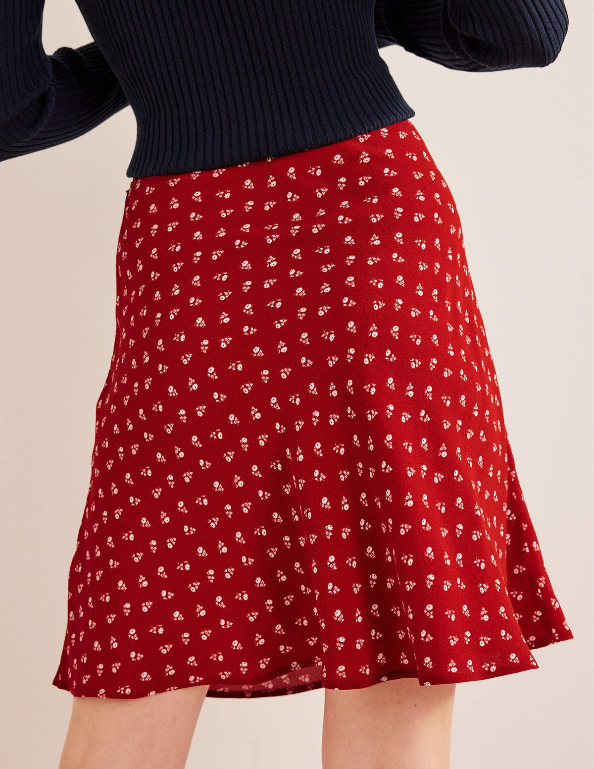 Bias Crepe Mini Skirt-Poinsettia, Sweet Daisy-3
