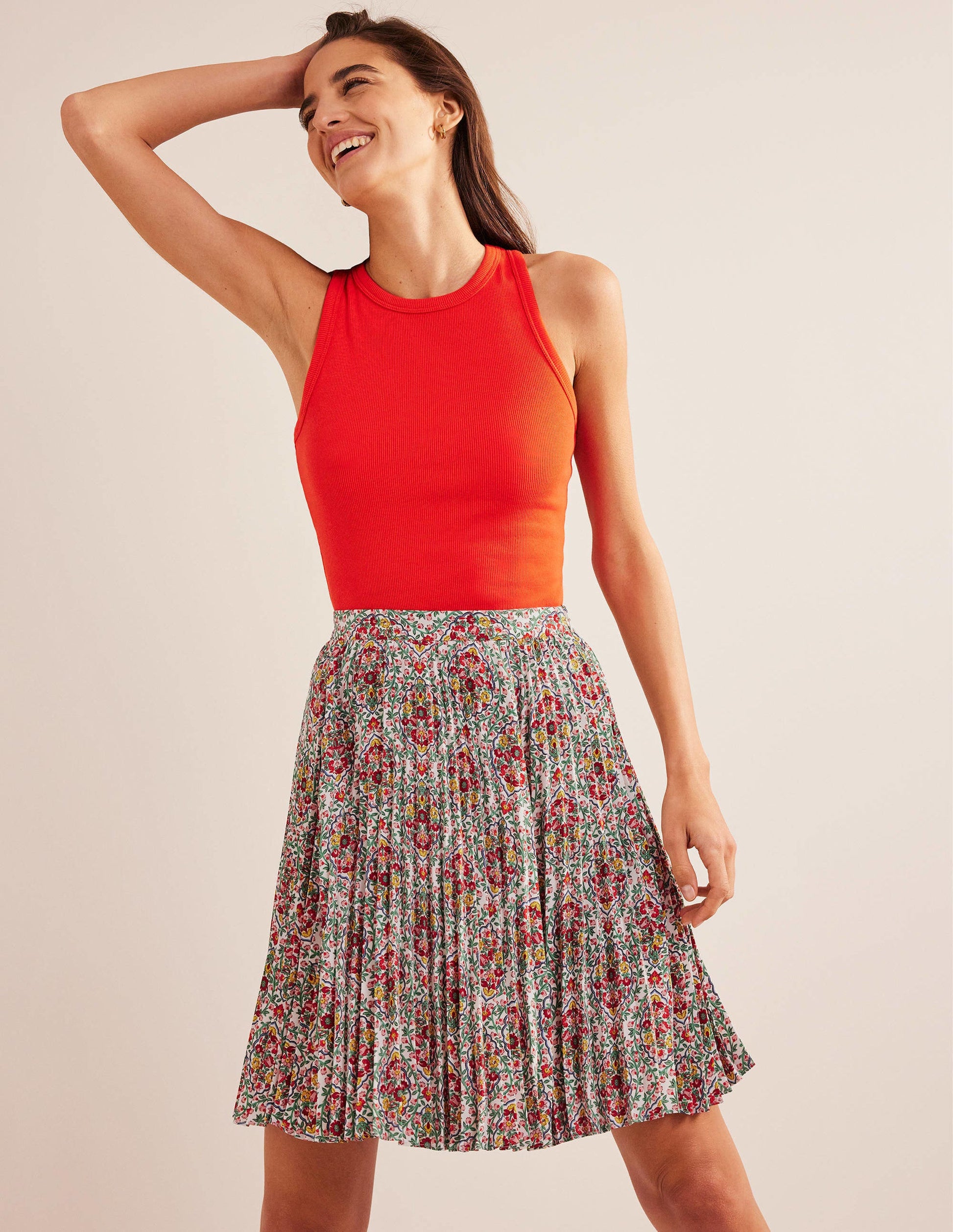 Mini Pleated Skirt-Multi, Vine Terrace-1