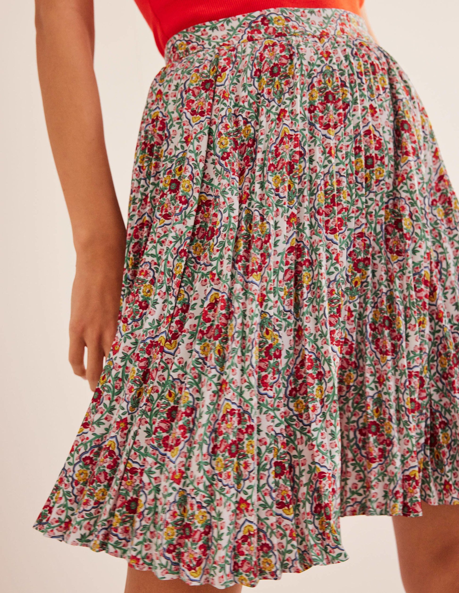 Mini Pleated Skirt-Multi, Vine Terrace-2