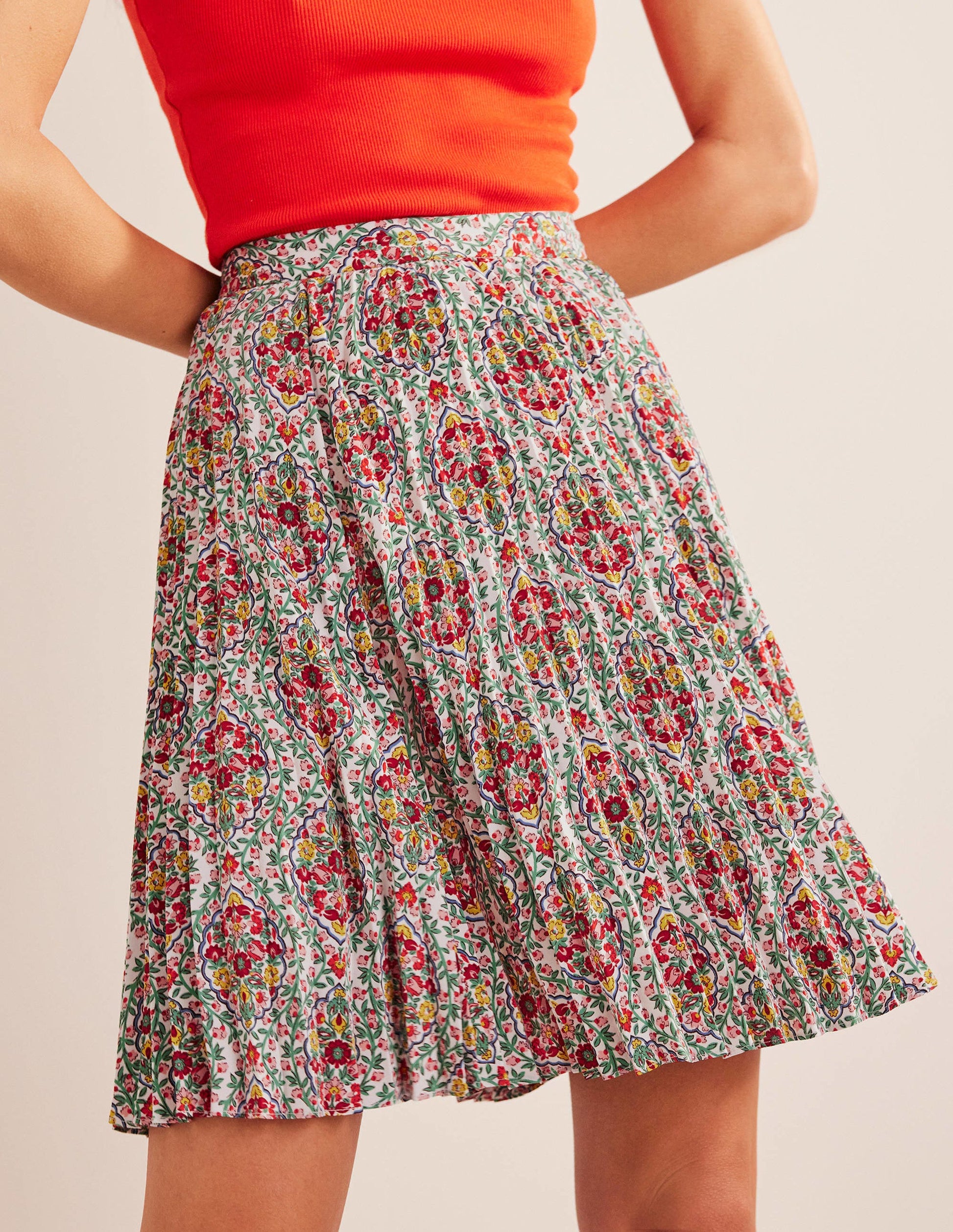 Mini Pleated Skirt-Multi, Vine Terrace-4