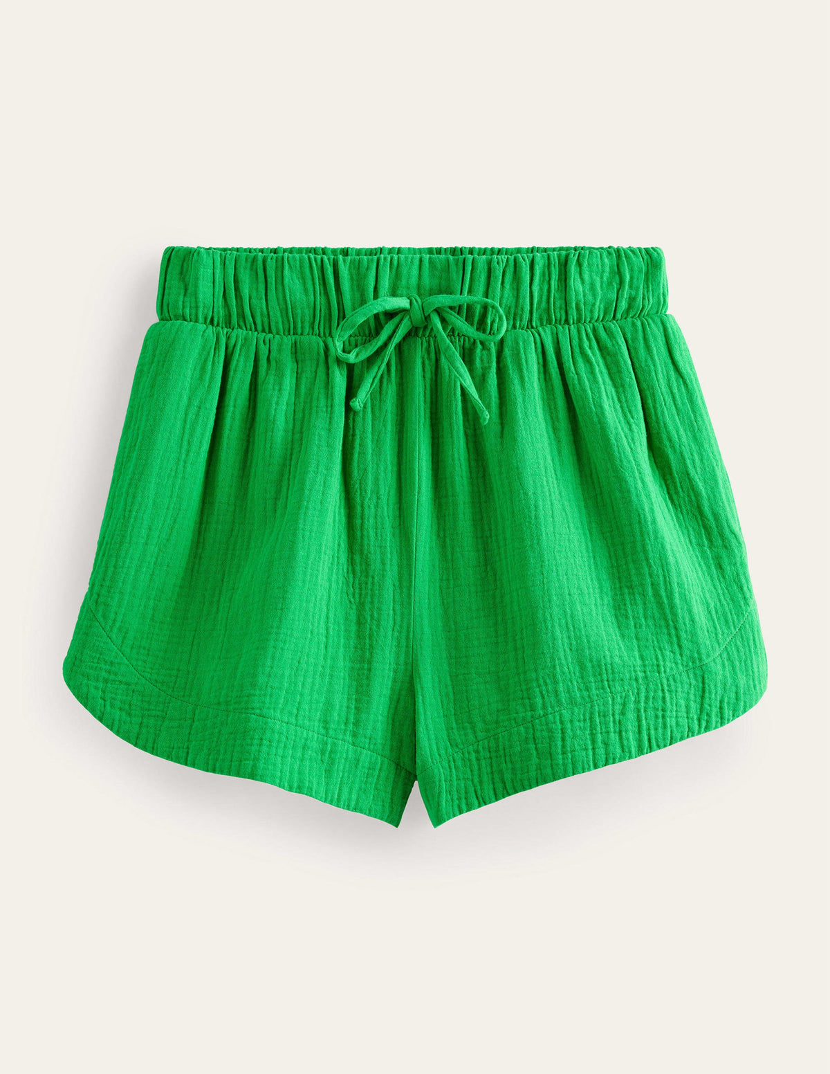 Tie Waist Cheesecloth Shorts-Bright Green - Image 6
