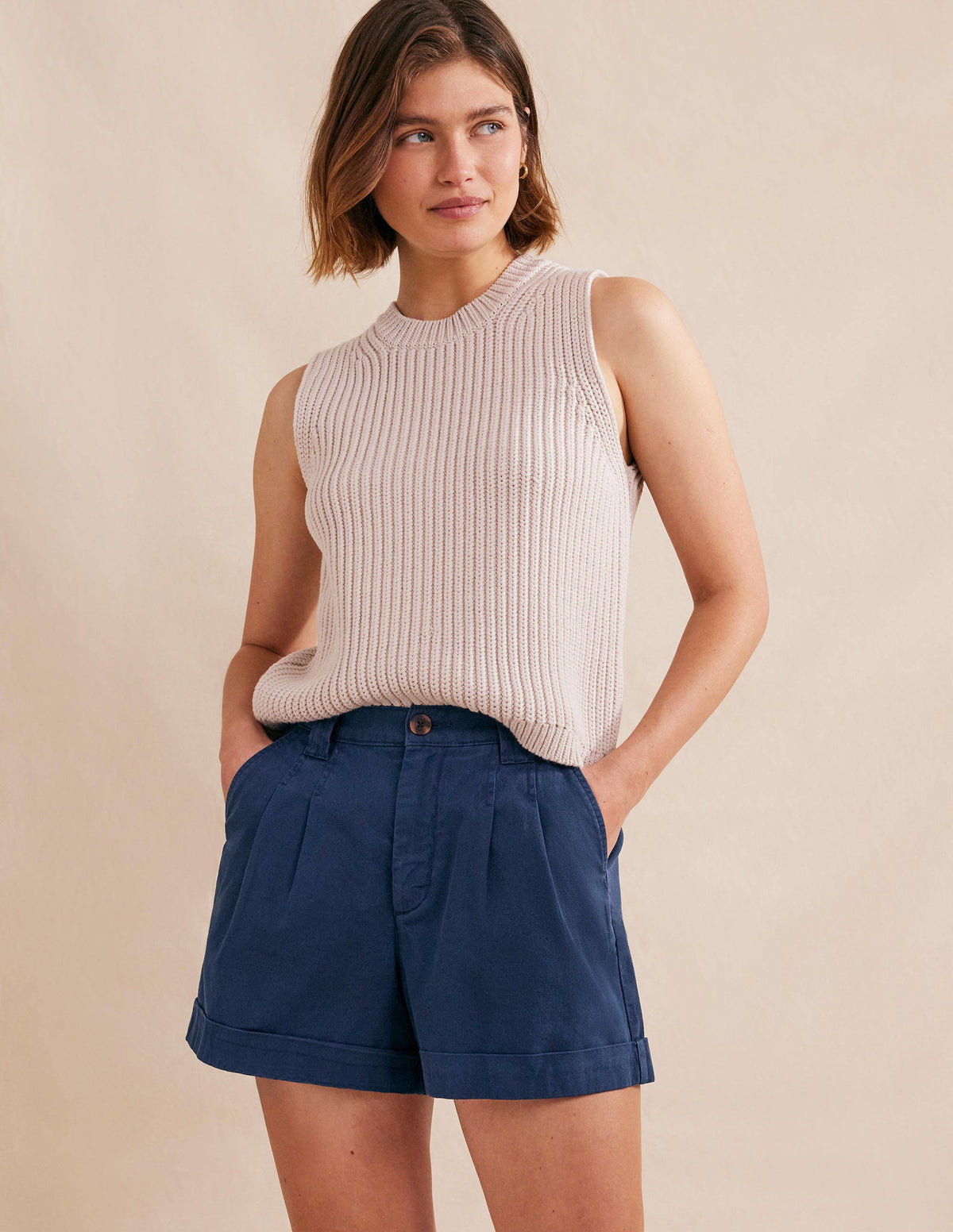 Casual Cotton Shorts-Night Blue-1