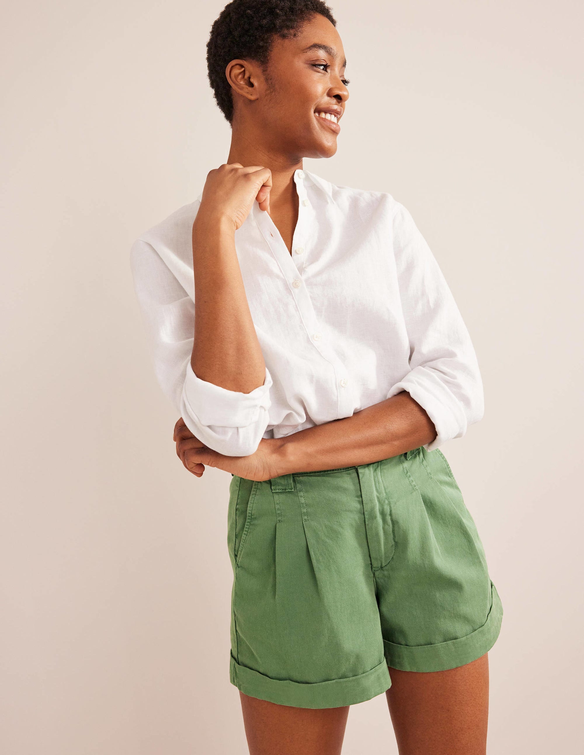 Casual Cotton Shorts-Seaspray - Image 1