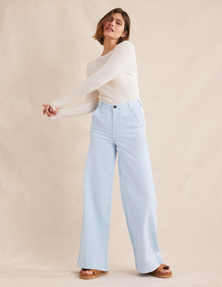 Casual Wide Leg Trousers-Xenon Blue