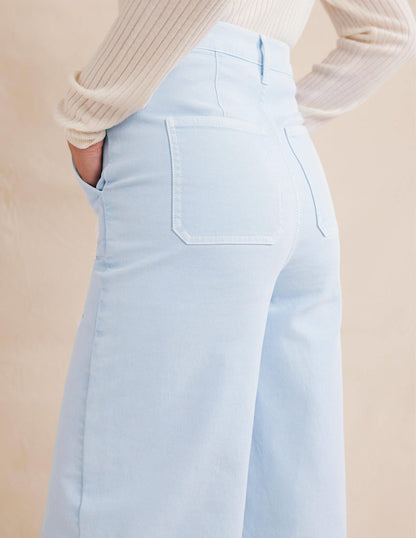 Casual Wide Leg Trousers-Xenon Blue-2