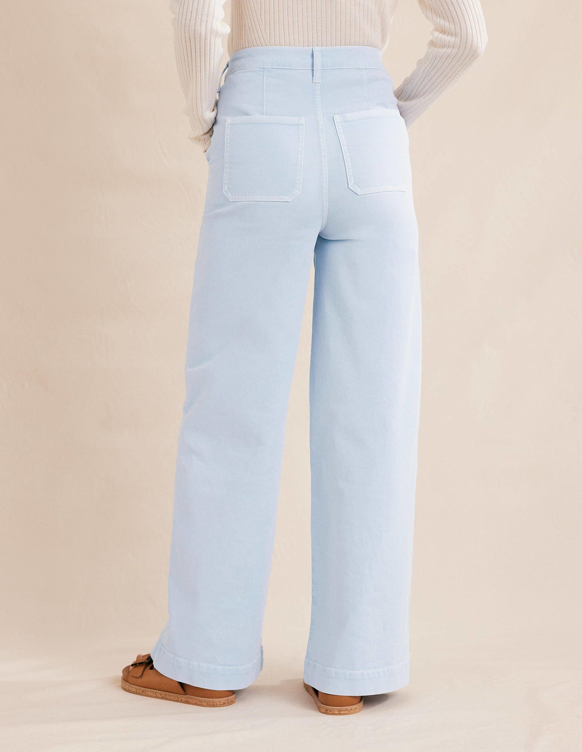 Casual Wide Leg Trousers-Xenon Blue-3