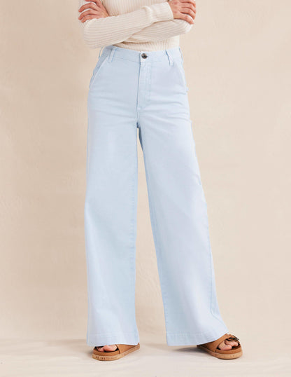 Casual Wide Leg Trousers-Xenon Blue-4