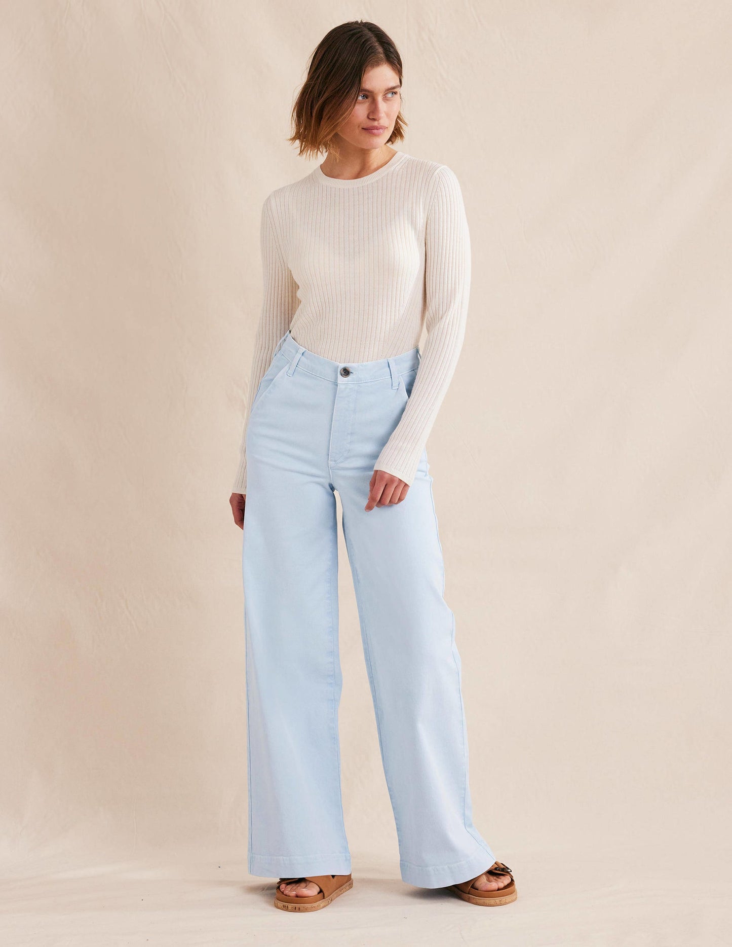 Casual Wide Leg Trousers-Xenon Blue