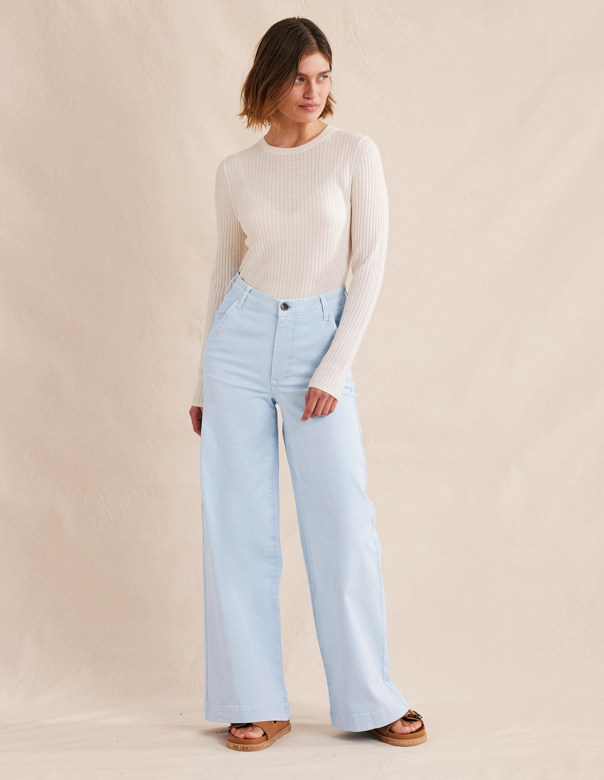 Casual Wide Leg Trousers-Xenon Blue-6
