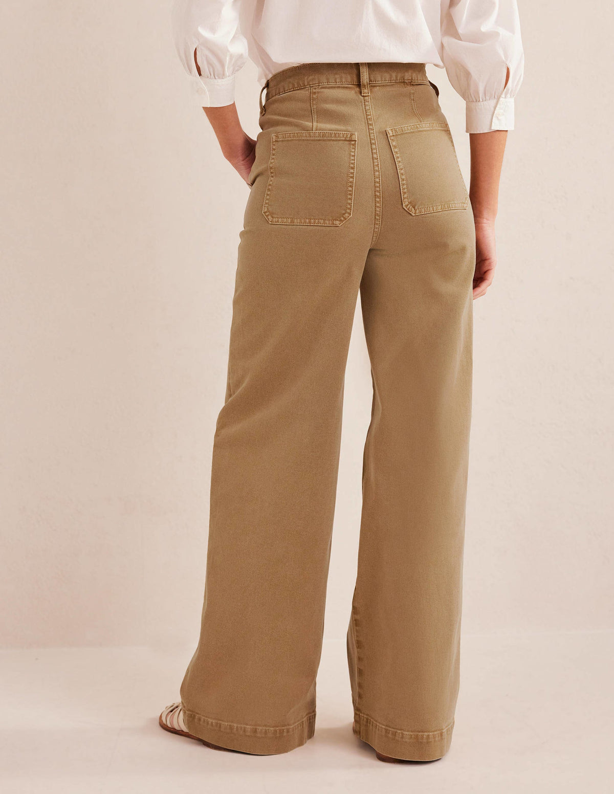 Casual Wide Leg Trousers-Brown - Image 3
