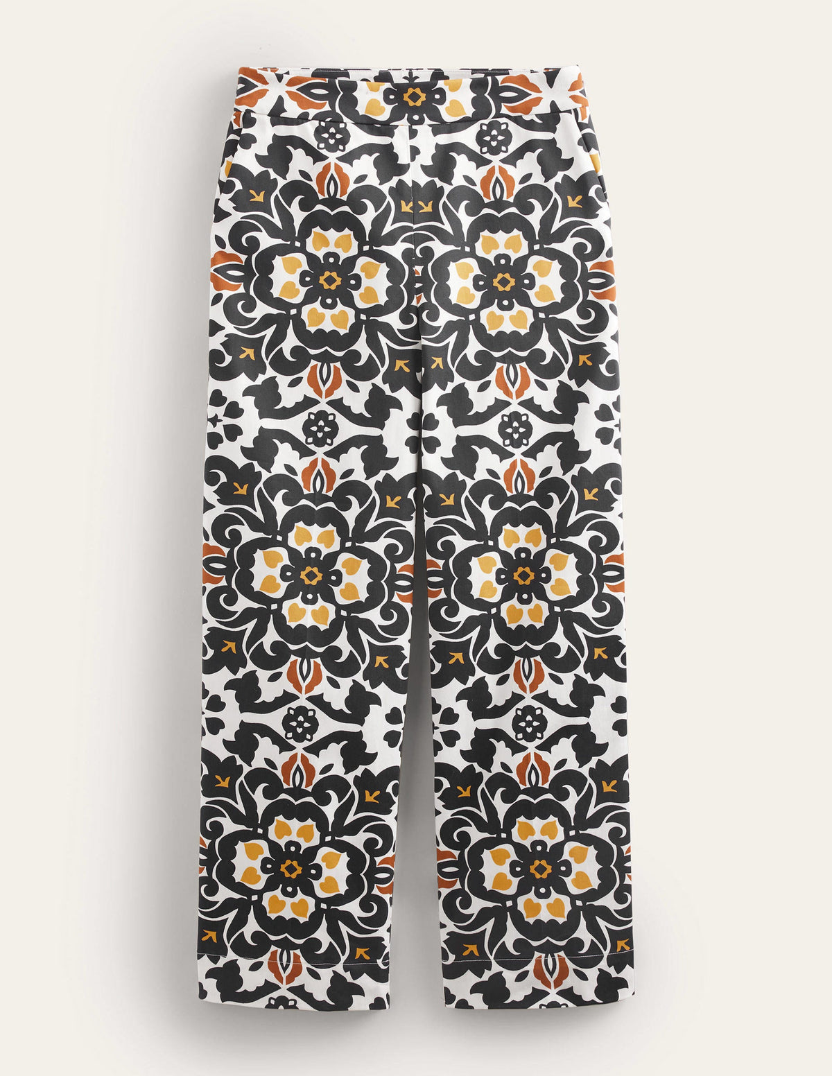 Printed Crop Trousers-Black, Opulent Pome-6