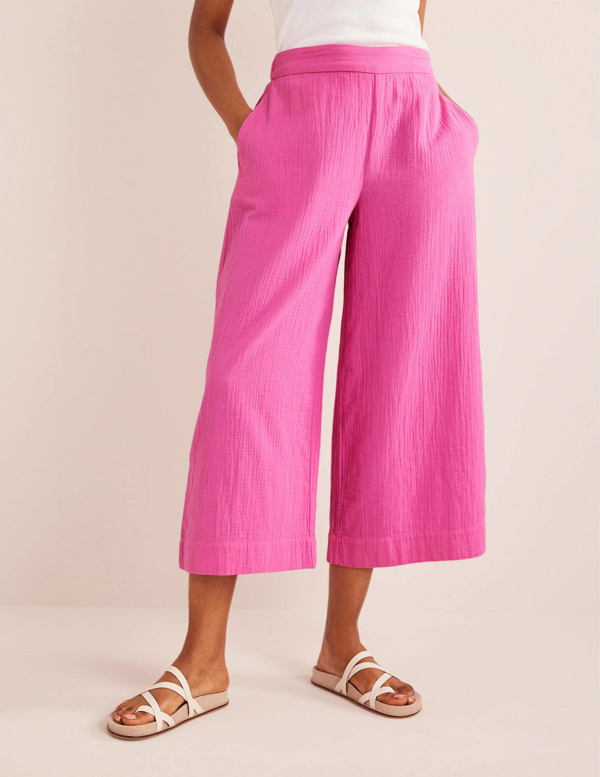 Pull-on Doublecloth Trousers-Festival Pink-4