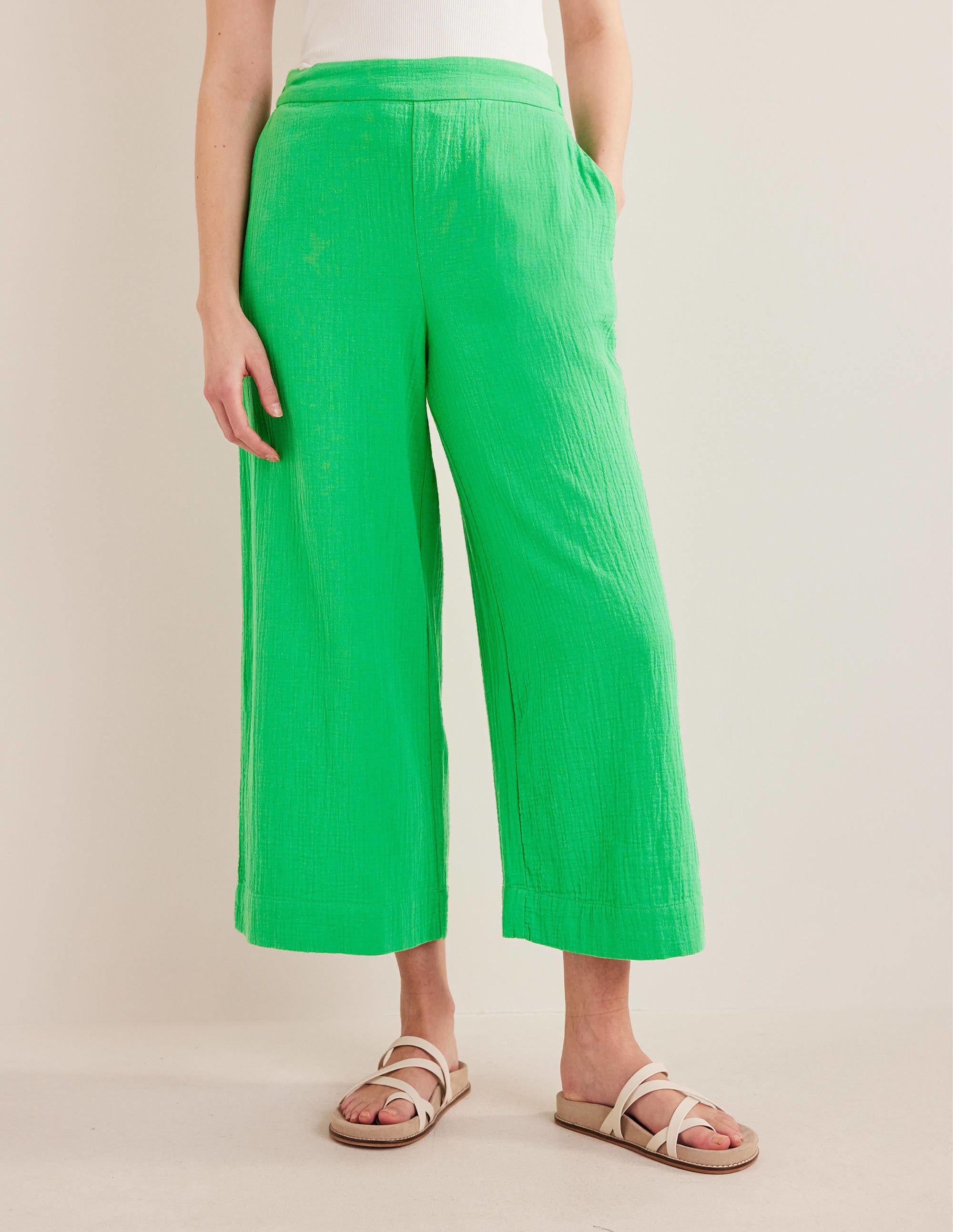 Pull-on Doublecloth Trousers-Bright Green - Image 4